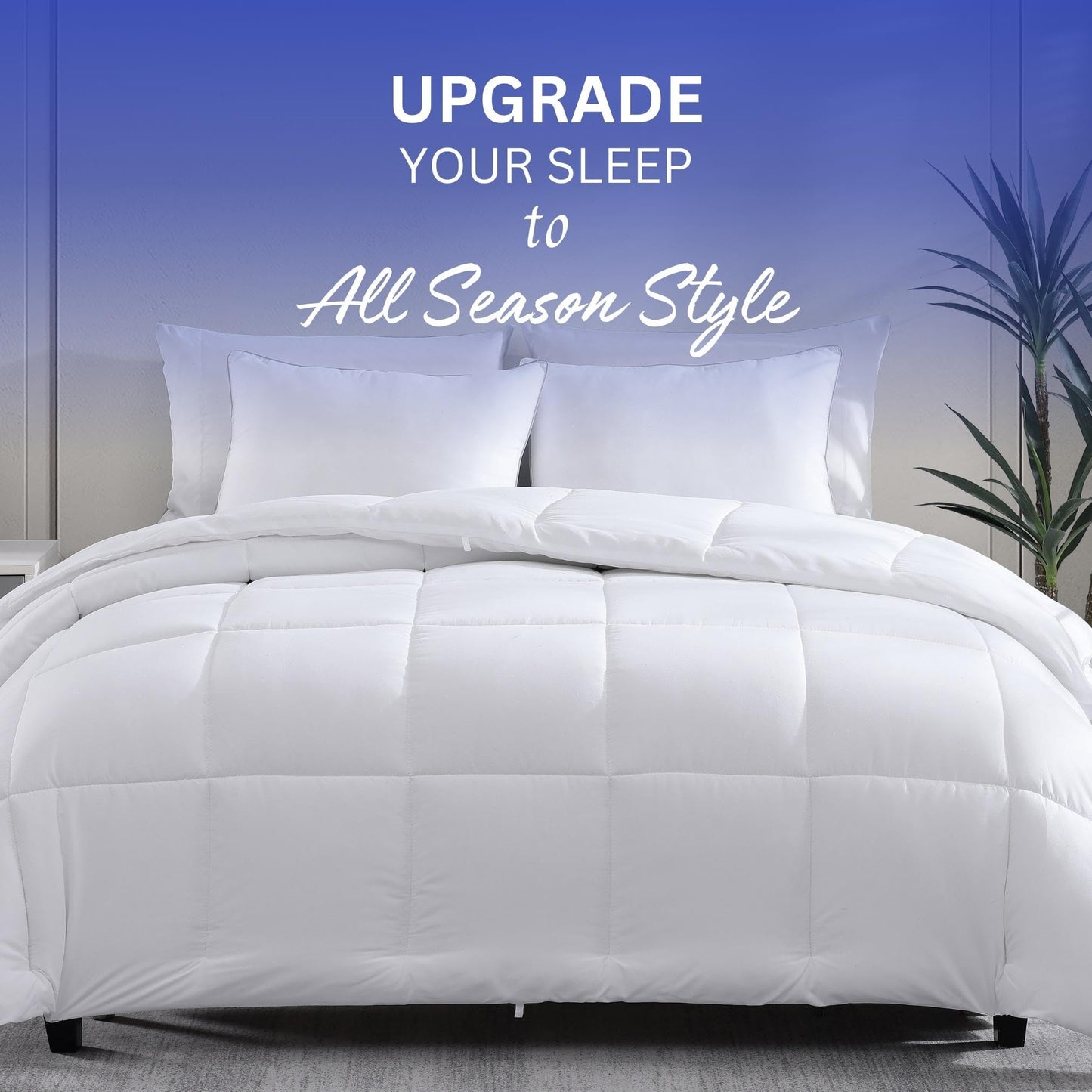 Comforter Queen Size Down Alternative Quilted Solid Comforter/Duvet Insert - Ultra Soft Hypoallergenic Bedding - Medium Warmth for All Seasons Queen Duvet Comforter - White