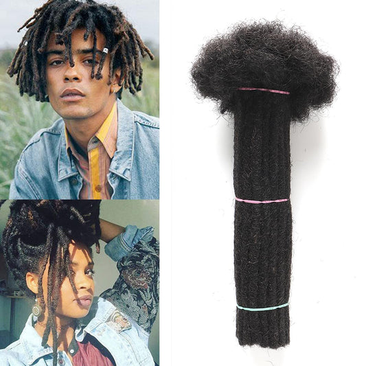 Alaleibaby0.6cmThickness 6 Inch 20Strands Real Human Hair Dreadlock Extensions for Man/Women Full Head Handmade Permanent loc Extensions Bundles Can Be Dyed Bleached Curled and Twisted (6 inch, 1B)