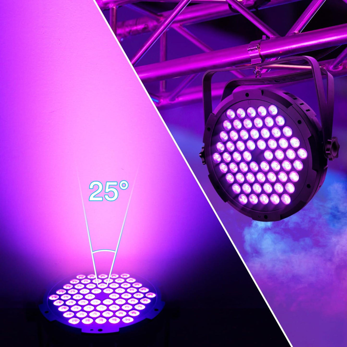 60 LED Par Lights DMX - 90W RGB Stage DJ Par Light Remote Control Sound Activated Auto Play Uplights for Events Church Club Wedding Party Mobile Music Live Show Entertainment Stage Lighting
