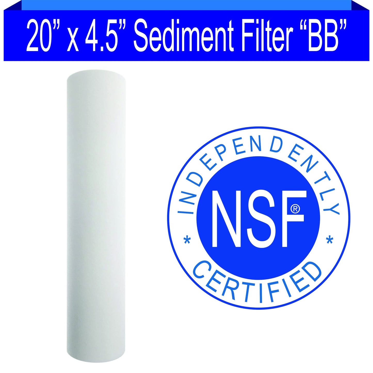 Better H2O Products Inc. 2-Pack 5 Micron Multi-Gradient Sediment Filter, 20" x 4.5", Whole House Sediment Filtration, Fits Big Blue & Clear Housings, 2 Count