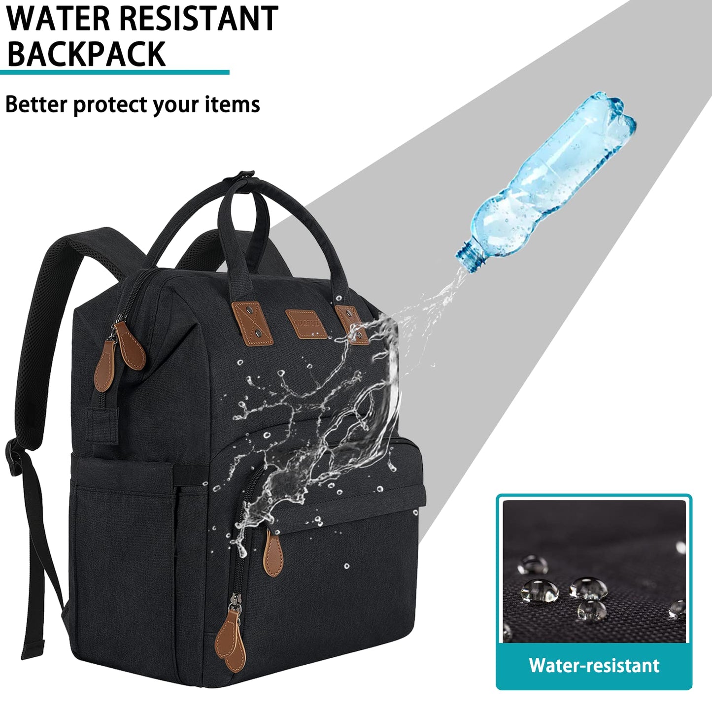 17 Inch Laptop Backpack, Large Lunch Backpack for Women Men Gifts, Travel Carry On with Lunch Box and USB Port, Insulated Cooler Bookbag Nurse Work Backpacks, Black