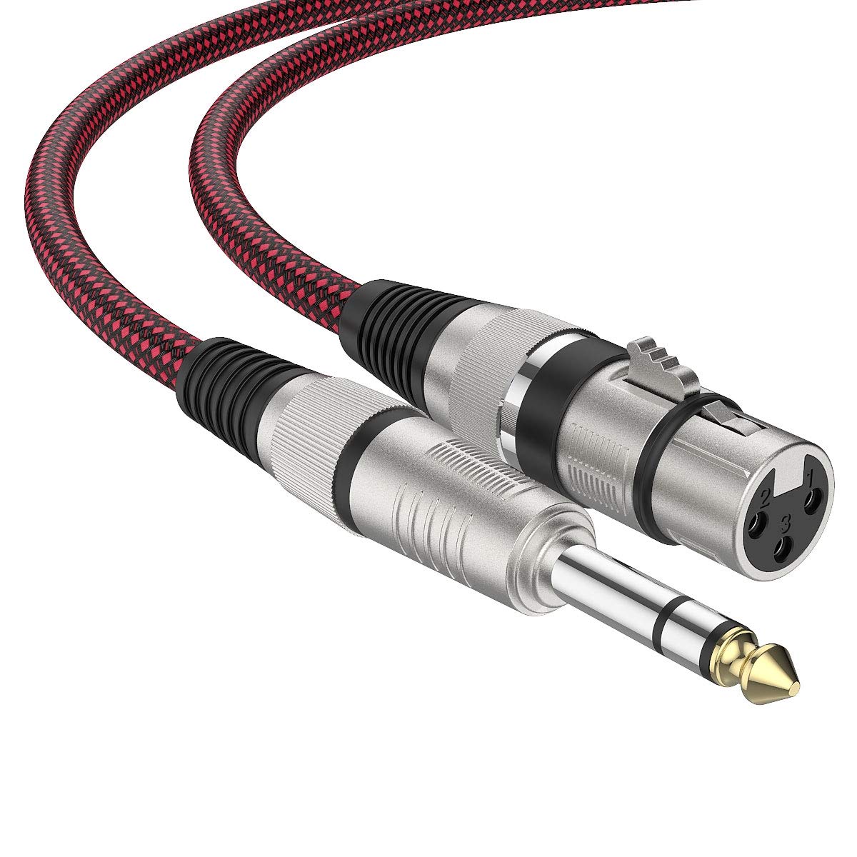 BIFALE 25ft 2Pack Nylon Braided Microphone Cable - Balanced 6.35mm (1/4 Inch) TRS to XLR Heavy Duty Mic Cable