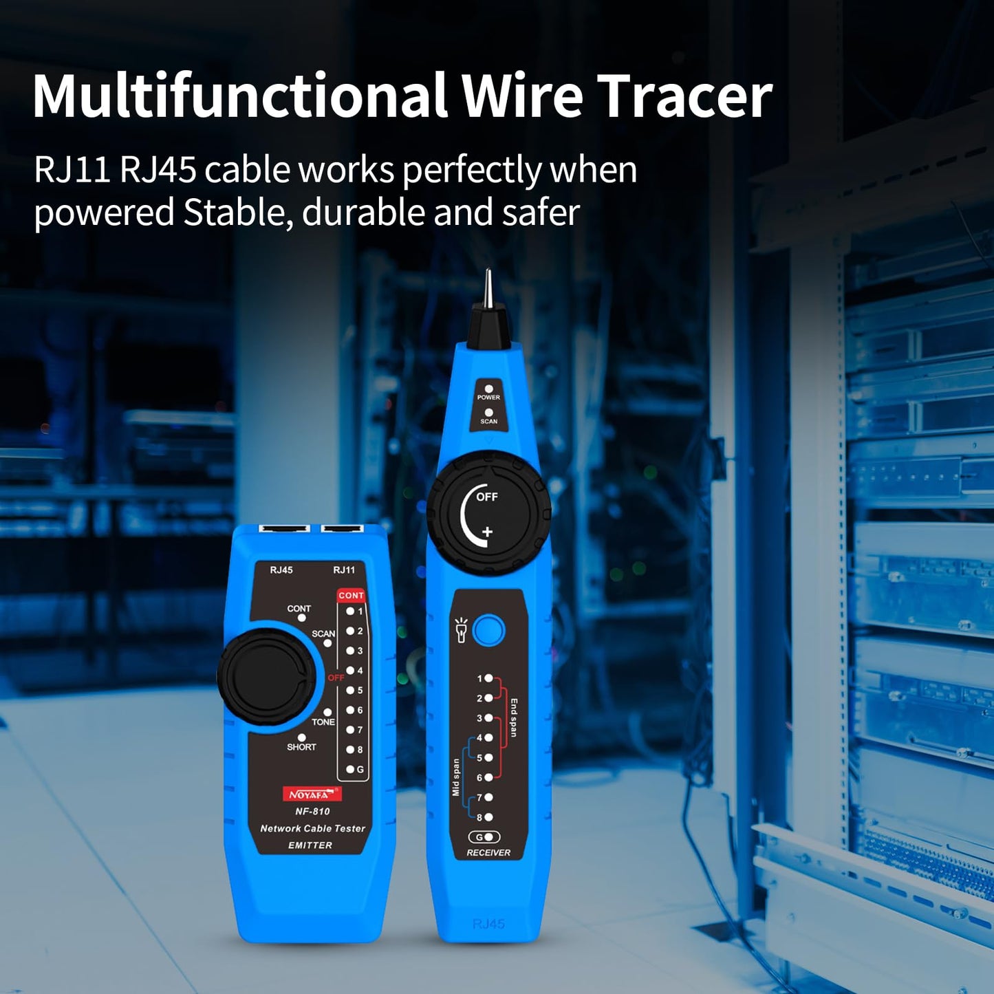 Noyafa NF-810 Network Cable Tester, RJ45 RJ11 Line Tracer, Line Finder, PoE Tester, Toner and Detector Kit, Cable Tracer, Cat5 Cat6 Ethernet Cable Tester for Cable Management, Telephone Line Testing