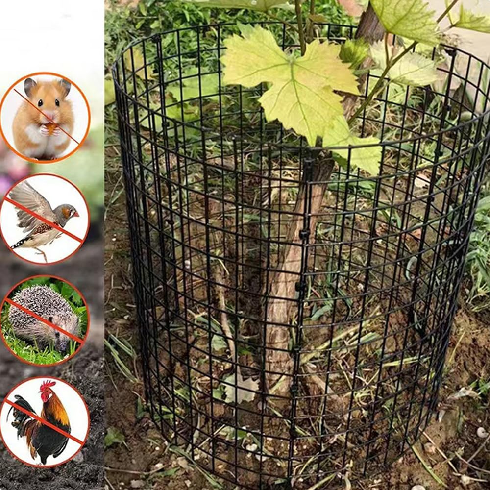10 Packs 20" H X 12" D Plant Protectors from Animals,Square Garden Wire Plant Cages Mesh,Metal Garden Plant Cloche Protection Barricades for Outdoor Plants, Flowers & Vegetables, Keeps Bunny Chicken