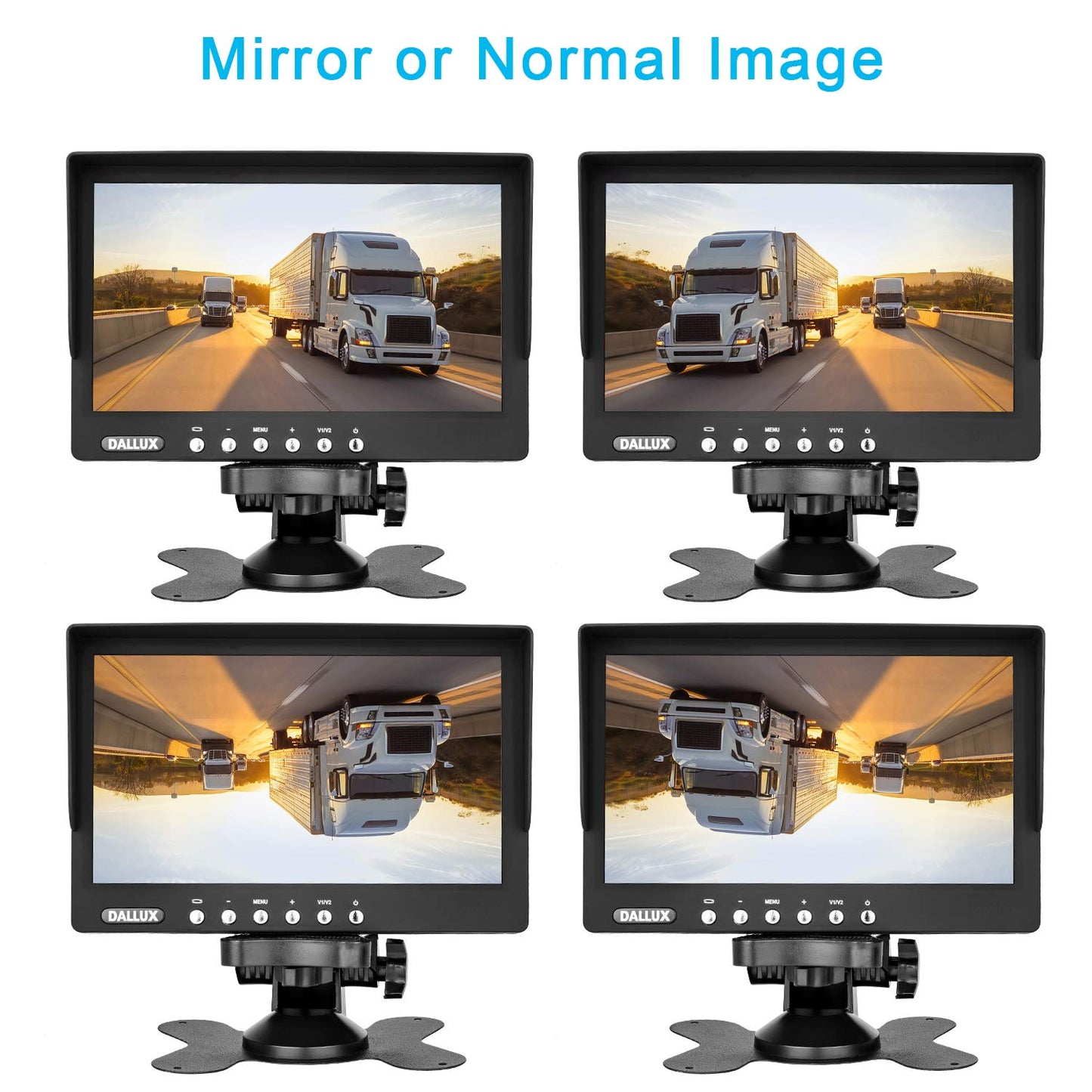 Vehicle Backup Camera kit,Waterproof Night Vision Rearview Camera cab cam with 7 inch Monitor+ 4 PIN Camera Cable for Bus/Truck/Van/Trailer/RV/Camper/Motor Home/Pickup/Harveste/Vehicles(12-24V)