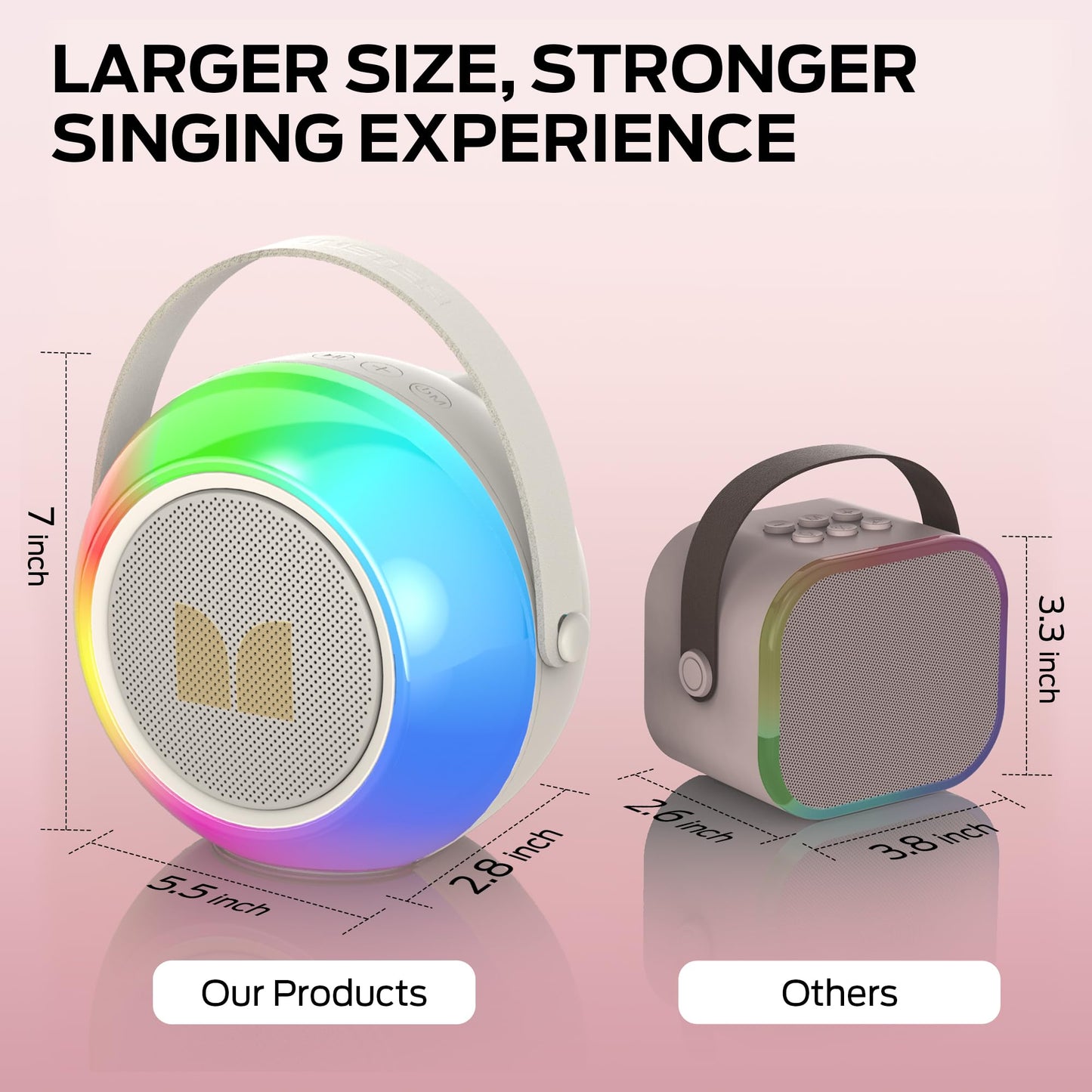 Monster Karaoke Machine for Kids Adults, Portable Bluetooth Speakers with 2 Wireless Microphones and Lights, Christmas Birthday Gifts Toys for Boys Girls 4, 5, 6, 7, 8, 9, 10, 12+ Toddler