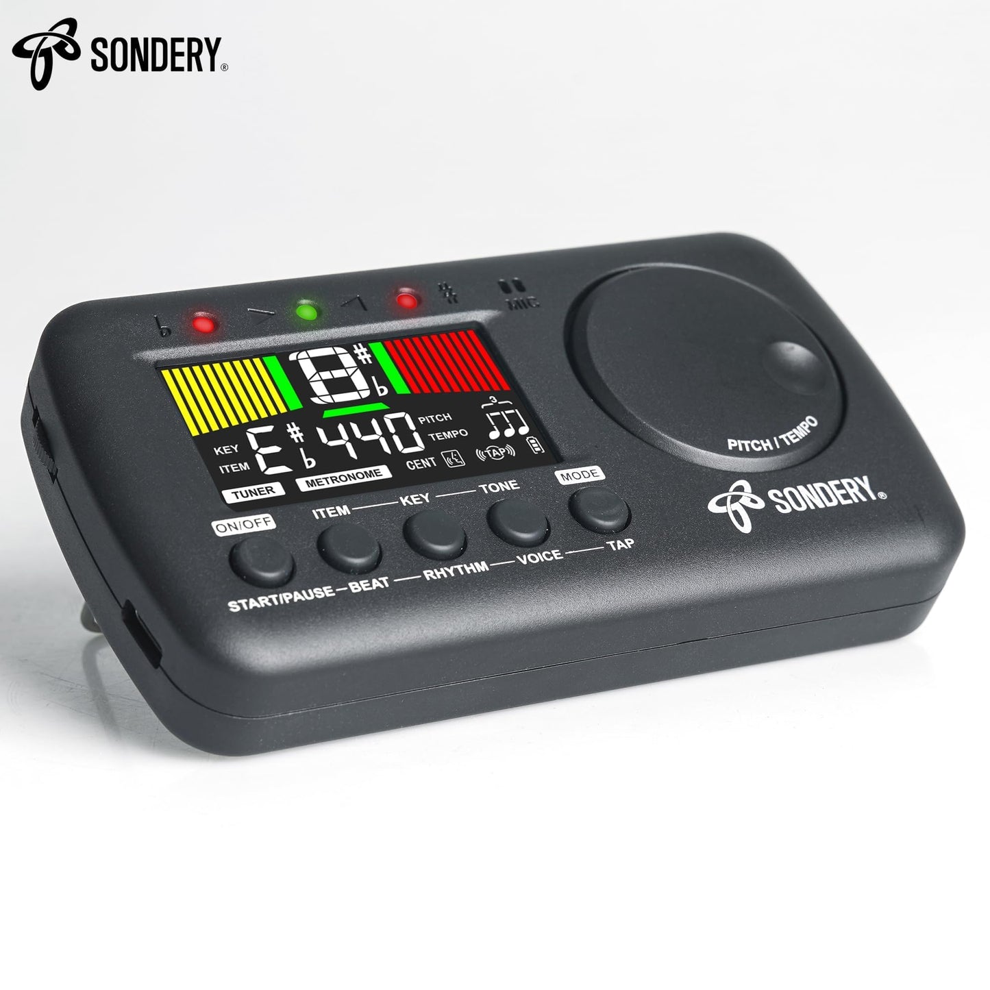 Sondery Digital Metronome Tuner 3 in 1 for All Instruments，Rechargeable Metronome with Tap Tempo, Chromatic Tuner Tone Generator for Guitar, Bass, Violin, Clarinet, Piano, Trumpet, Flute
