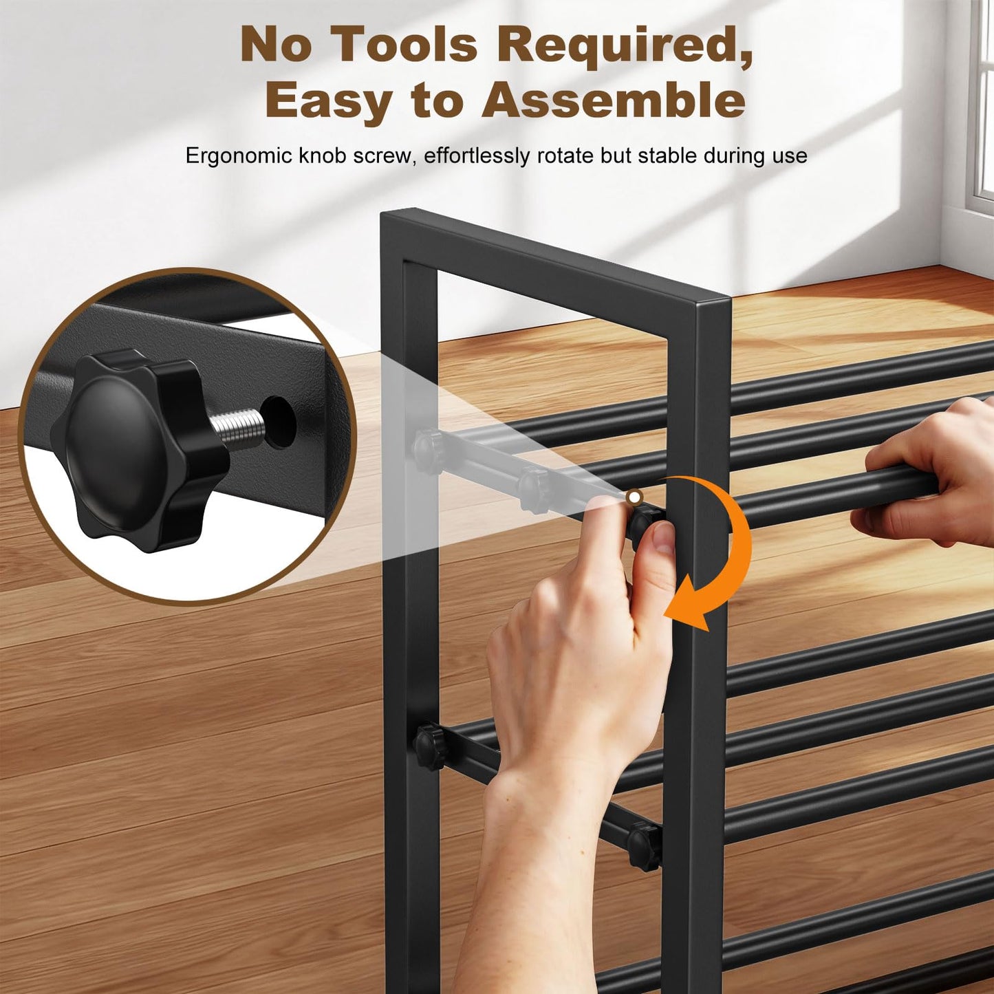 Roylvan 3-Tire Expandable Shoe Rack, 17"-31" Adjustable Stackable Free Standing Shoe Shelf Storage Fits 6-12 Pairs Shoes, Heavy Duty Reinforced Metal Shoes Organizer for Closet Entryway Doorway Dorm