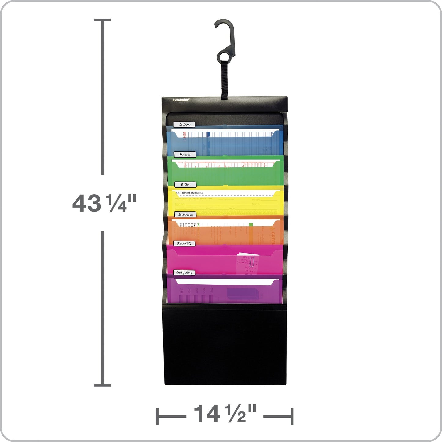 Pendaflex Desk Free Hanging Organizers, 6-Pockets, Letter, Black/Assorted,