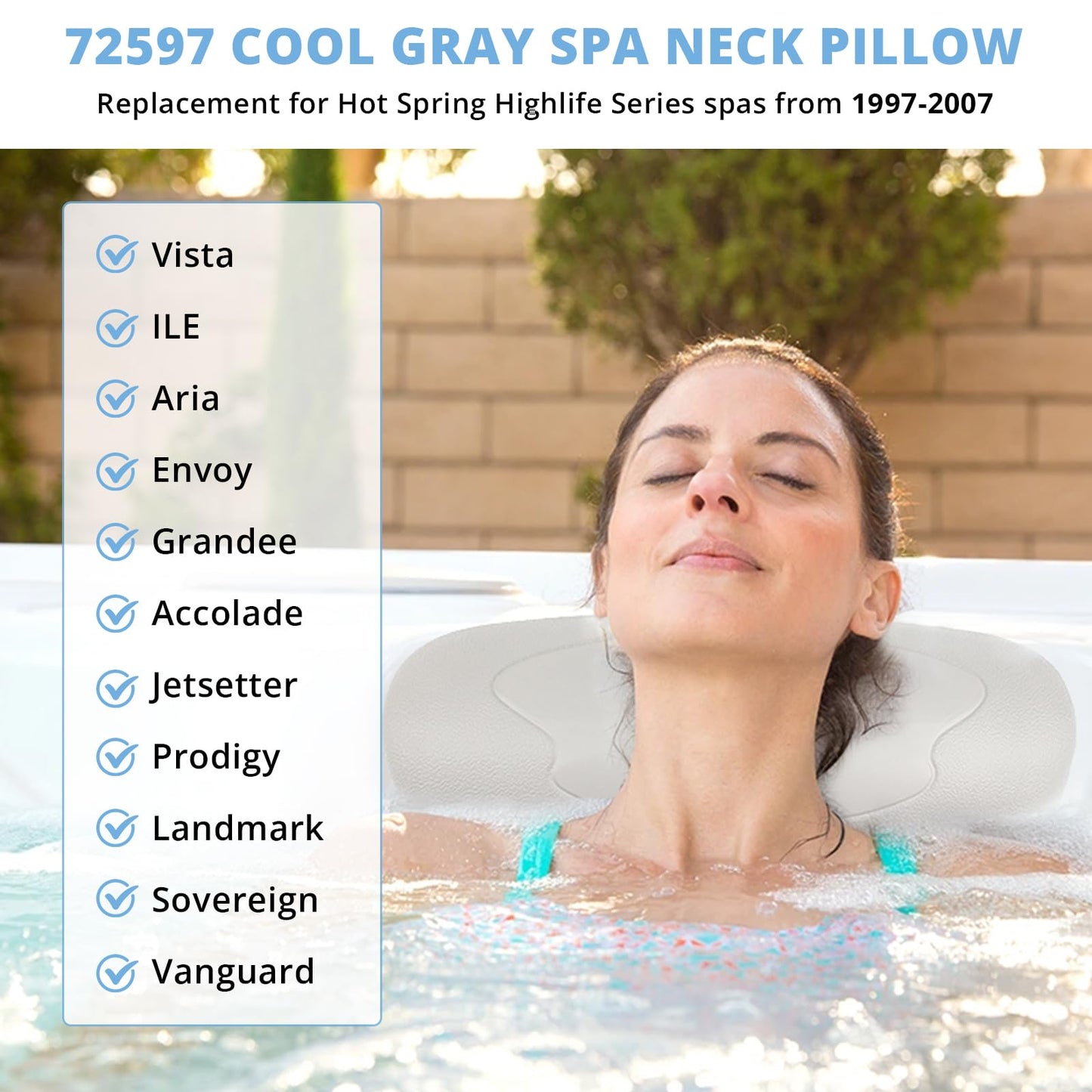 IWIWE 72597 Spa Neck Pillow Replacement for Hot Spring Spas Replacement Spa Pillow (2002-2007) Highlife Series Spas (1997-2007) Hot Tub Spa Head Rest Pillows (1 Pack)