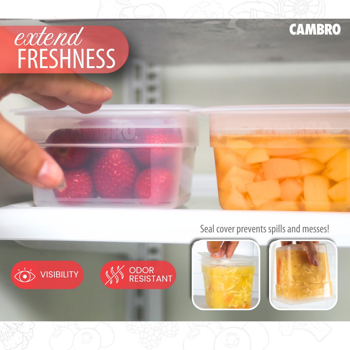 Cambro 16 & 32 OZ (Ounce) BPA-Free Meal Prep Food Storage Containers with Lids - 20 Piece Set - Translucent