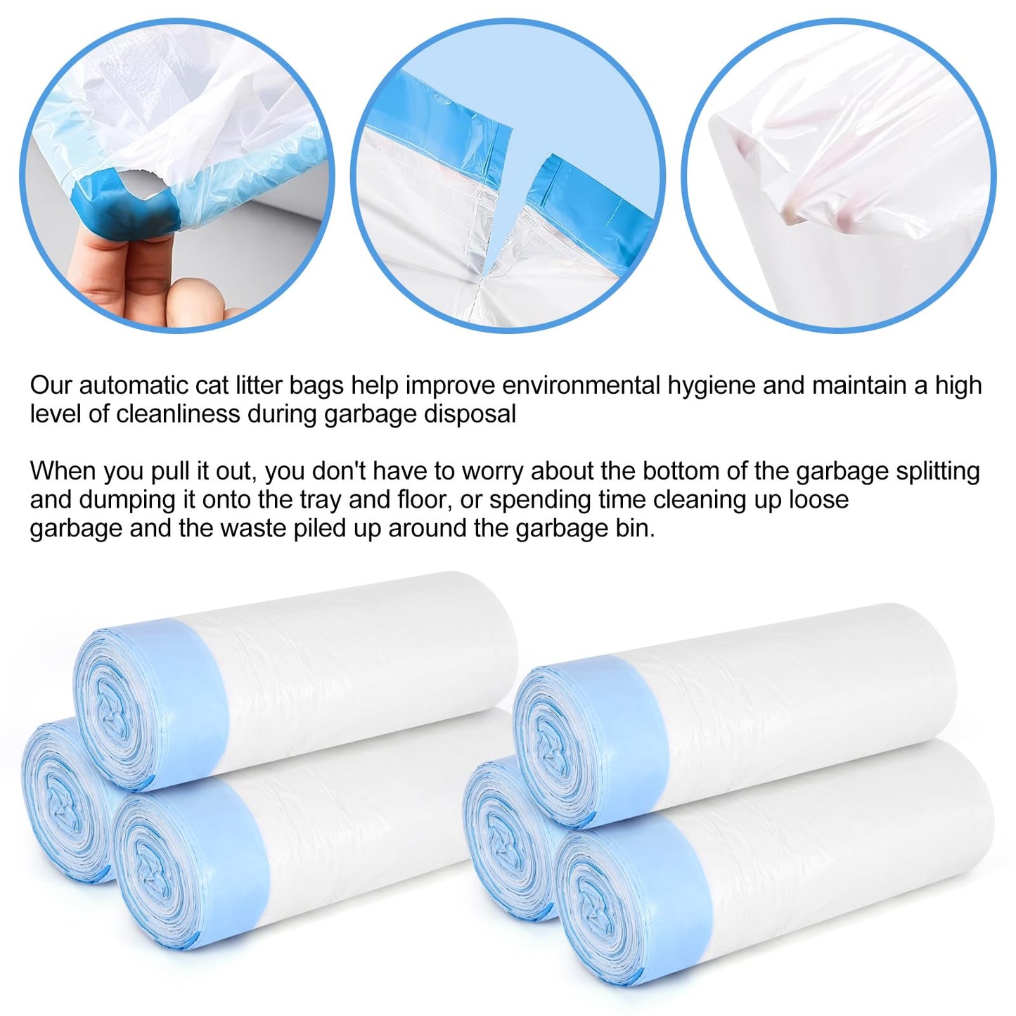 Cat Litter Box Liners, 120 Count Large Cat Litter Bags Thickened Cat Litter Waste Receptacles Bags Automatic Self Cleaning Cat Litter Box Liner, Universal Compatible for Most Litter Boxs