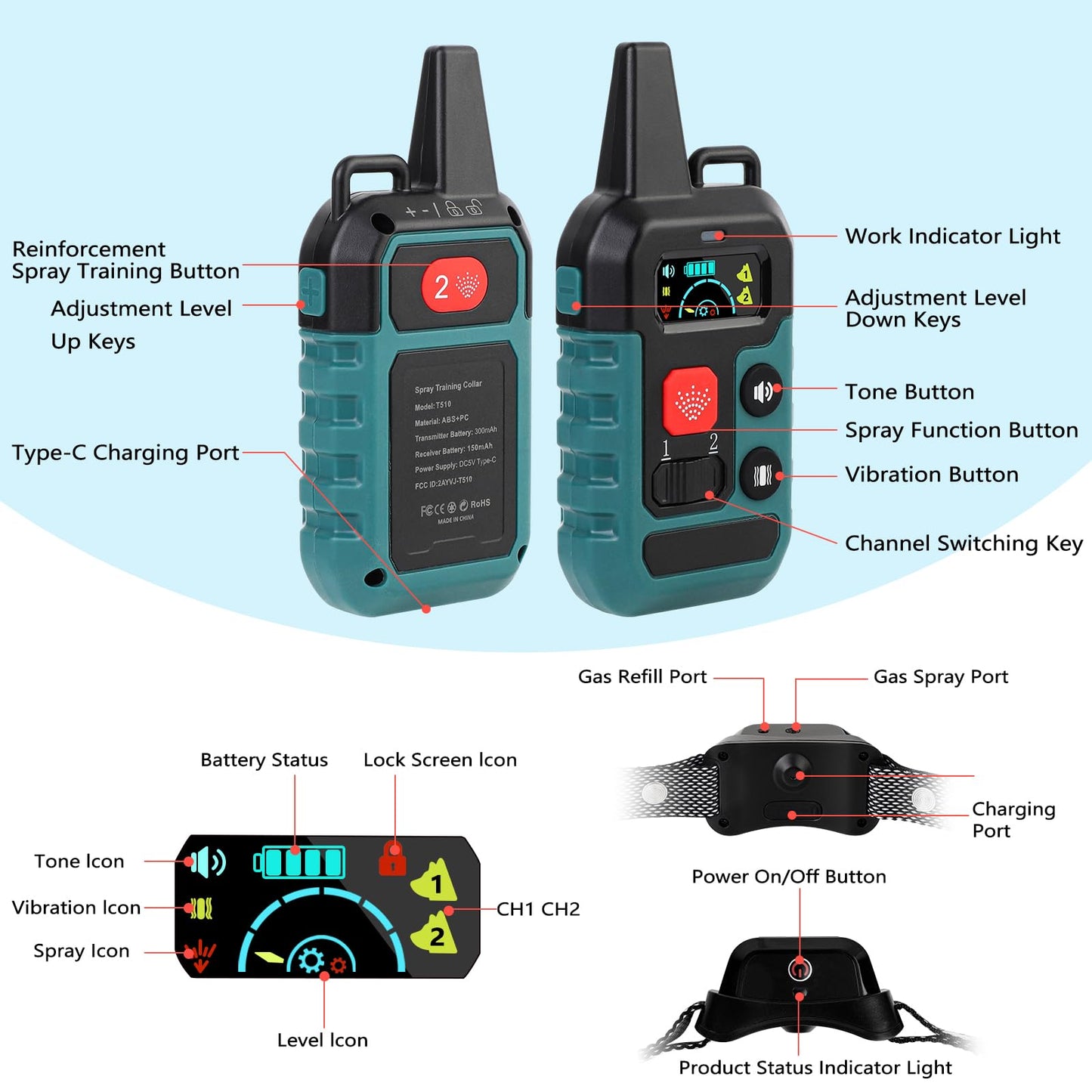 Citronella Bark Collar for Dogs,No Shock Safe Humane Stop Barking Device, Dog Training Anti Bark Collar with Remote, 3 Modes Spray/Vibration/Sound 1000FT Control Range for S/M/L Dogs