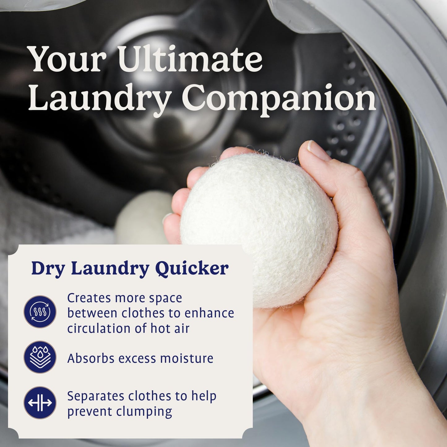 Handy Laundry Sheep Wool Dryer Balls Pack of 6 Premium 100% Natural XL Fabric Softener Reusable, Saves Drying Time