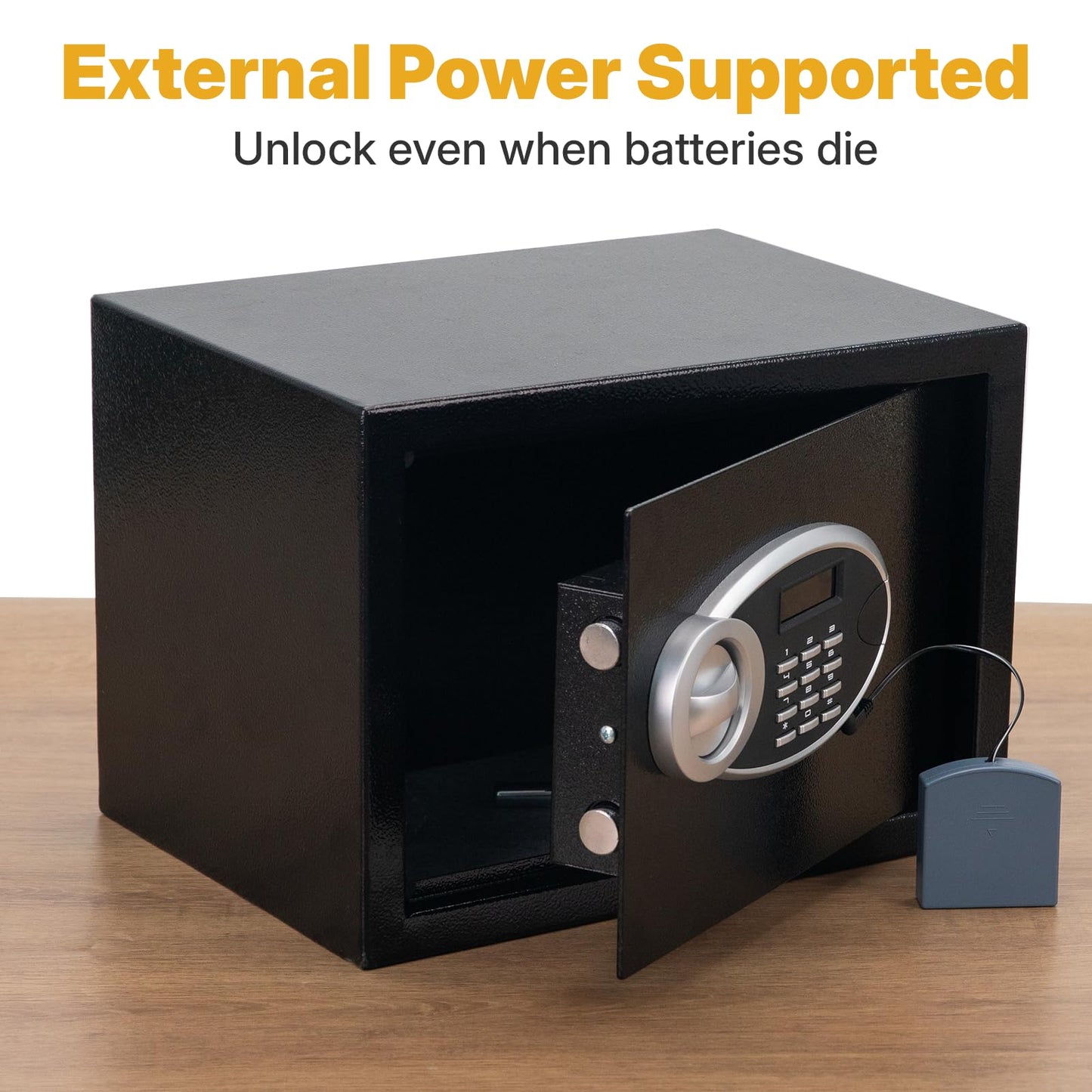 JEAWIWI Black 1.3 Cubic Feet Safe Box, Security Lock Money Safe with Key and Electronic Keypad, Removable Shelf, Safes for Documents, Jewelry, Valuables, 13.7" x 9.8" x 9.8" Inches