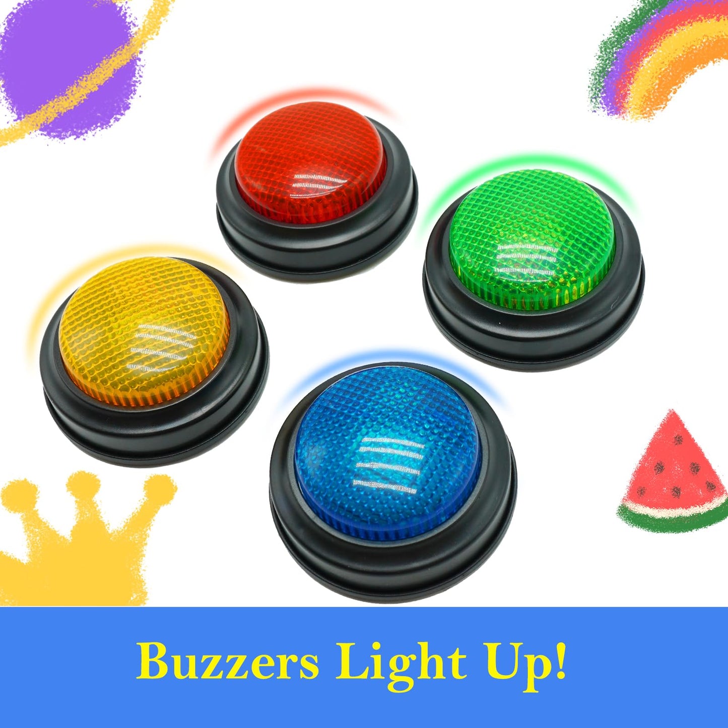 Gelabur 8-Pack Buzzers for Trivia Games, Answer Buzzers for Classroom, Family Feud Jeopardy Buzzer, Game Buzzers with Lights and Sound for Classroom, Game Show Buzzer Buttons