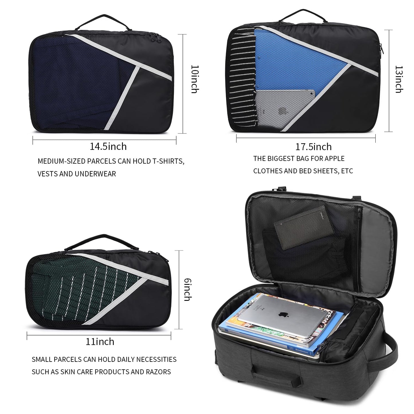 Asenlin 17.3 Inch Travel Laptop Backpack, 40L Flight Approved Carry On Backpack for Men Women,TSA Friendly Travel Backpack Business Anti Theft Large Daypack Weekender Outdoor Overnight Backpack Black