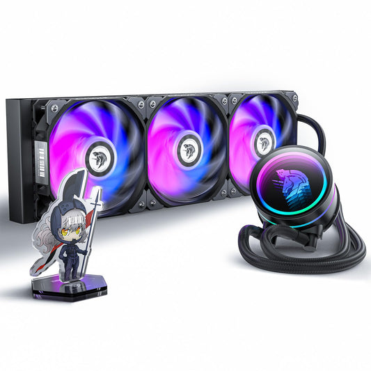 AsiaHorse WK-A360 ARGB All-in-One AIO CPU Liquid Cooler, Wandering Knight 360mm Water Cooling System with Dual High-Performance Pump and 3×120mm PWM Fans for Intel & AMD CPUs (Pure Black)
