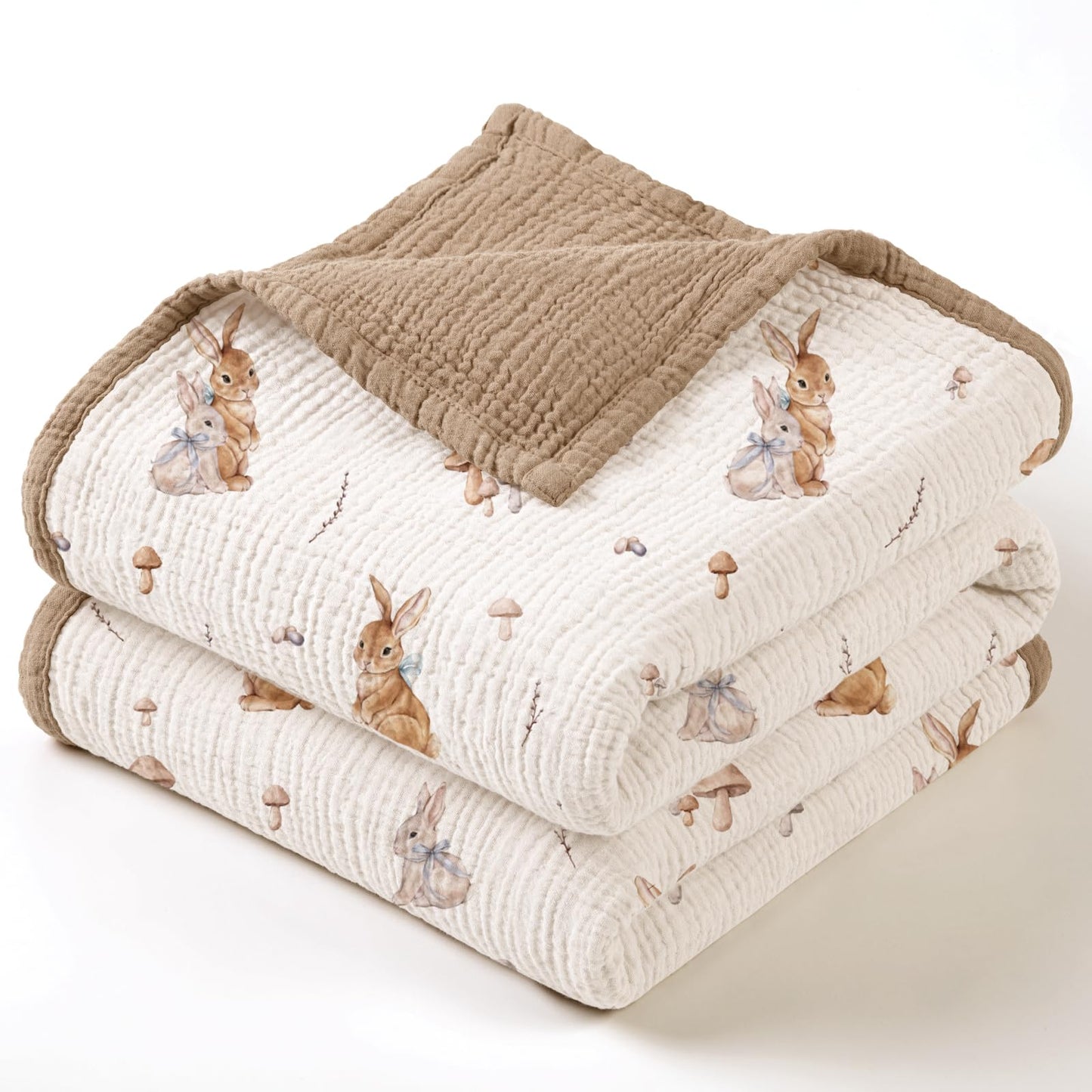 lulumoon Muslin Baby Blanket for Girls: Lightweight Cotton Blanket for Newborn - Soft Nursery Blanket for Stroller 47x47 Inches (Bunny)
