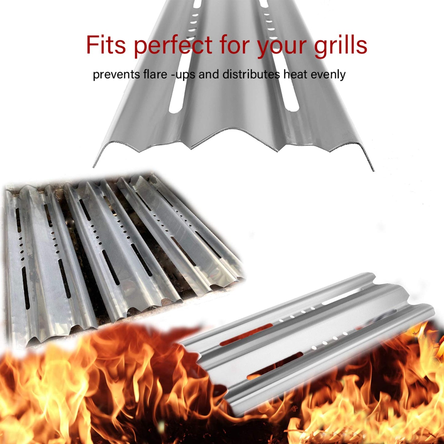 BBQ Future 15 7/8-inch Heat Shield for Broil-Mate Broil King Gas Grill Models, Durable Stainless Steel Heat Plate for Select Barbecue Replacement Parts, Set of 5-Pack (5)