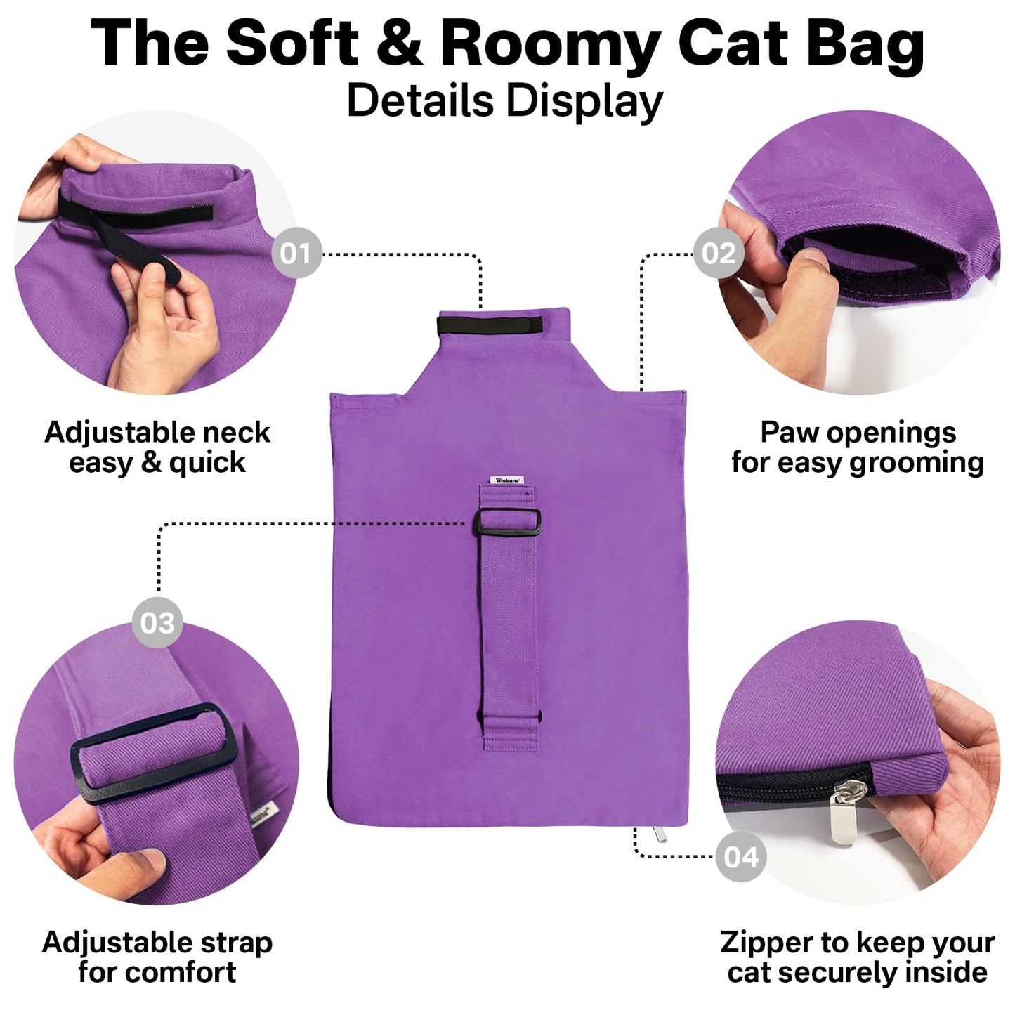 Amkune Cat Carrier Pouch,Looking for a Soft cat Carrier That’s Safe, Calming, and Easy to use (Lavender, Large (11 lbs and up))