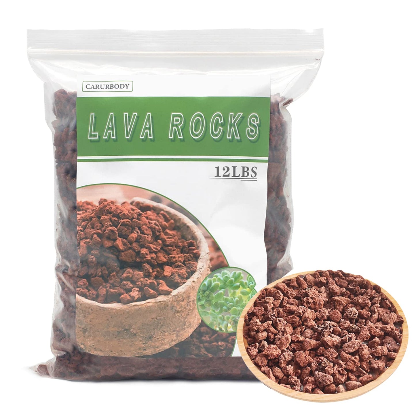 CARURBODY 12LBS Red Lava Rocks for Plants -100% Pure Volcanic Rock No Dyes or Chemicals-Best Lava Stones Top Dressing for Cacti Succulents Plants,Bonsai