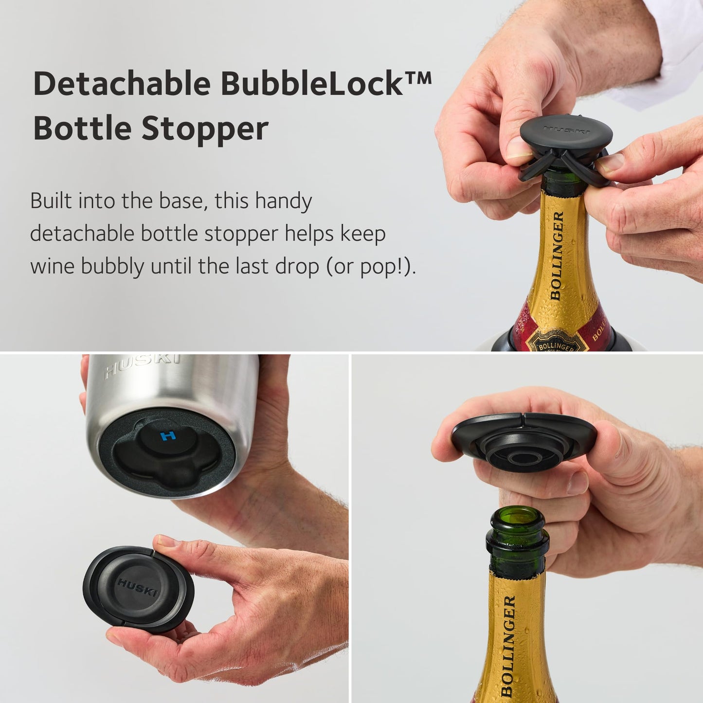 Huski Champagne Chiller | New | Award-Winning Iceless Design with Detachable Bottle Stopper | Keeps Wine Cold up to 6 Hours | Fits Most 750ml Champagne & Prosecco Bottles (Champagn)