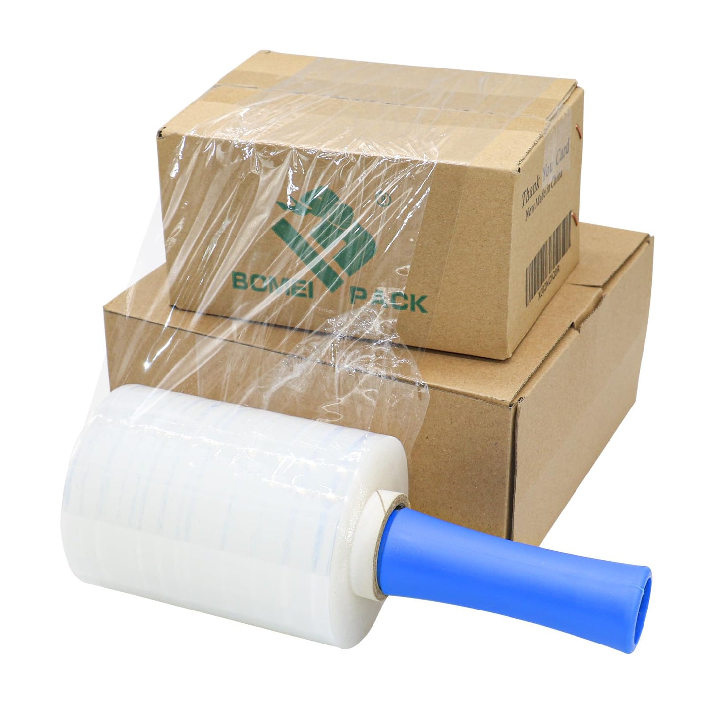 BOMEI PACK Stretch Wrap Film Roll, Plastic Shrink Wrap for Moving 5 inch x 1000 ft, 6 Packs with 2 Plastic Handle