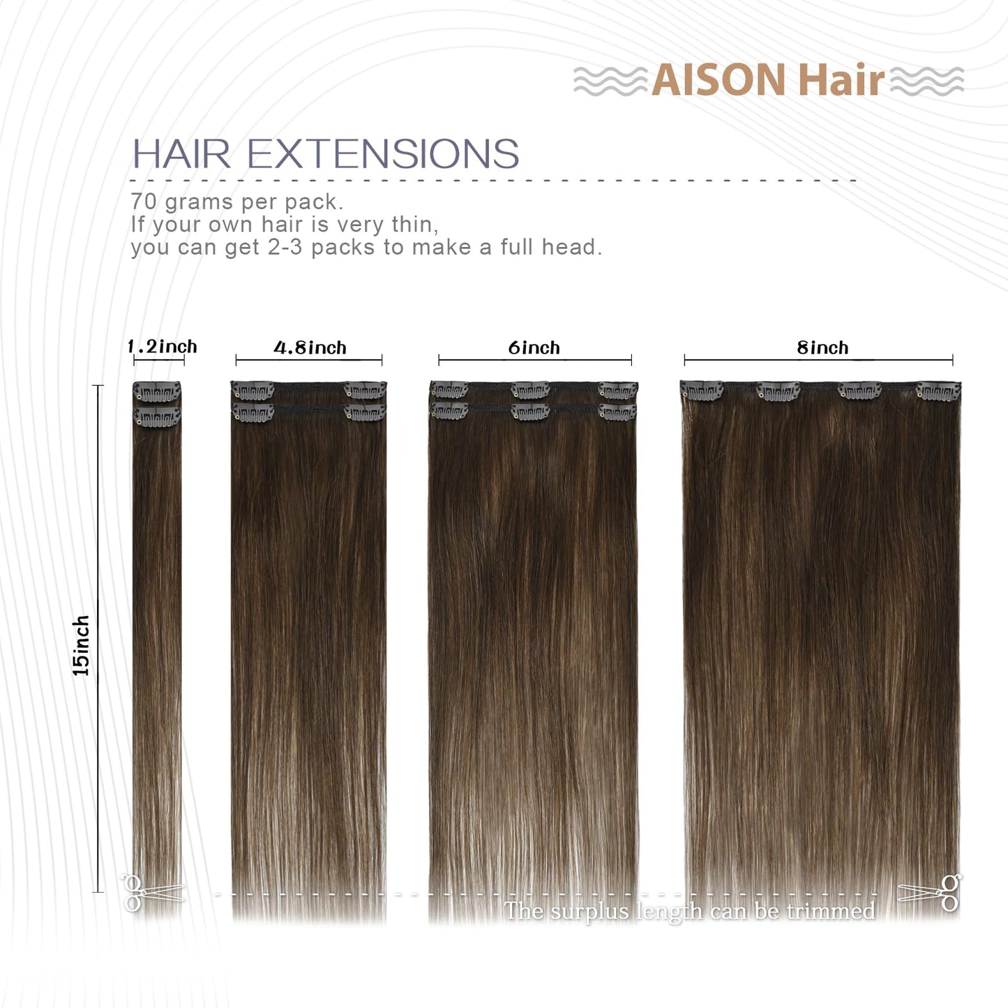 Medium Brown Clip in Hair Extensions Real Human Hair 70G Remy Human Hair Extensions Clip ins 7pcs 16clips for Women(18 Inch #4)