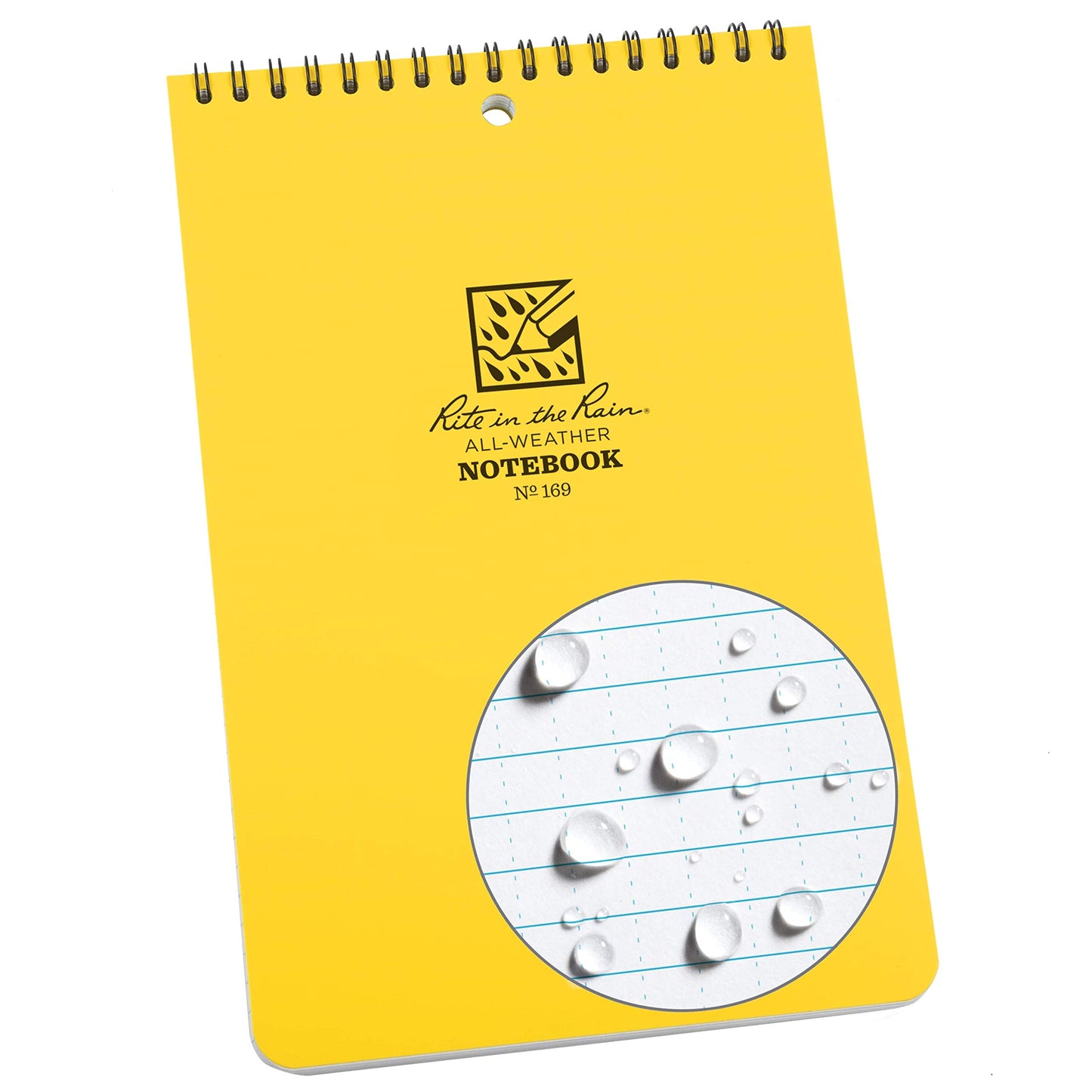 Rite in the Rain All-Weather 6" x 9" Top-Spiral Notebook, Yellow Cover, Universal Pattern (No. 169)