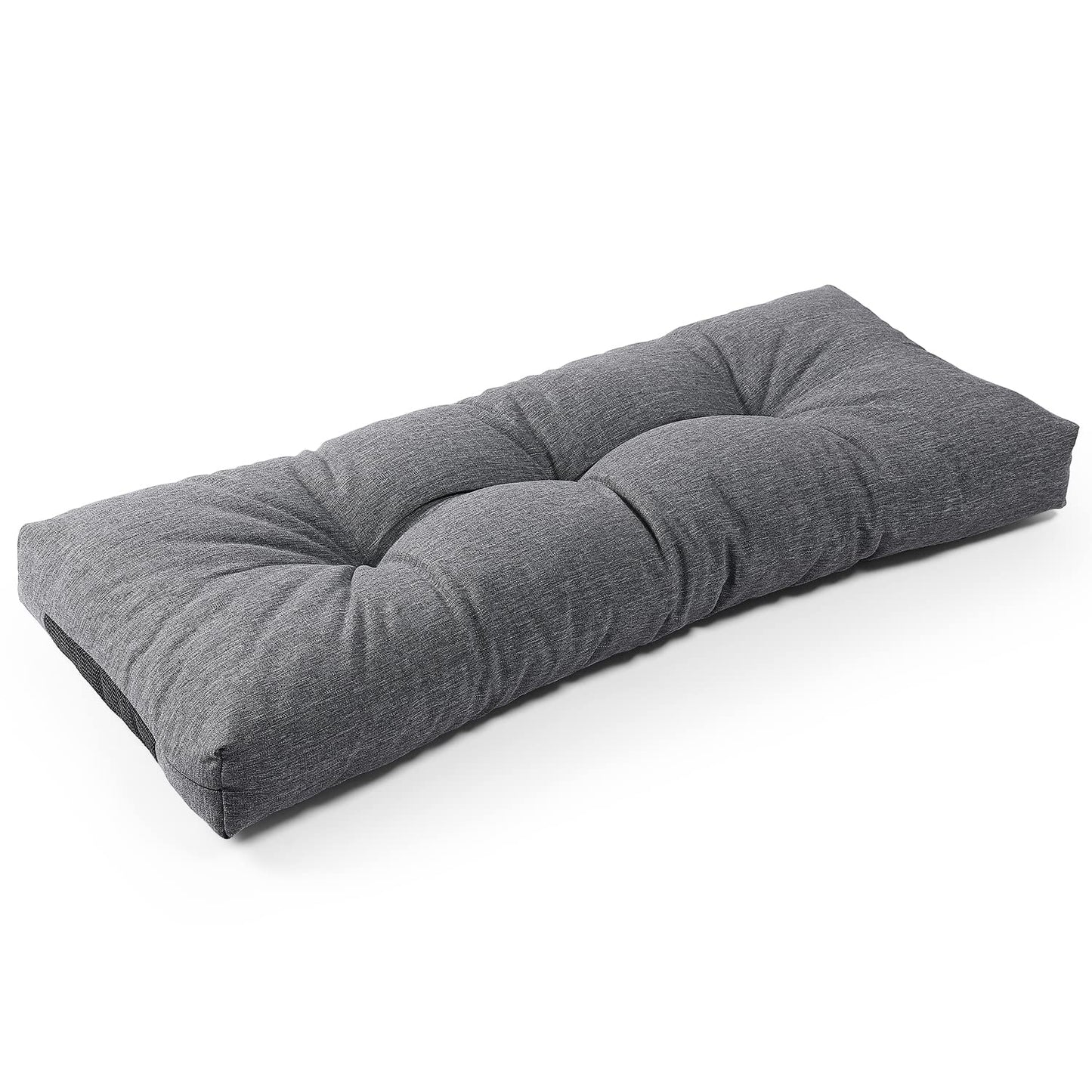 Sunrox LokGrip Non Slip Tufted Memory Foam Bench Cushion, FadeShield Water Resistant Durable Thicken Outdoor/Indoor Bench Seat Pads 36x14x4 inch, Heather Black