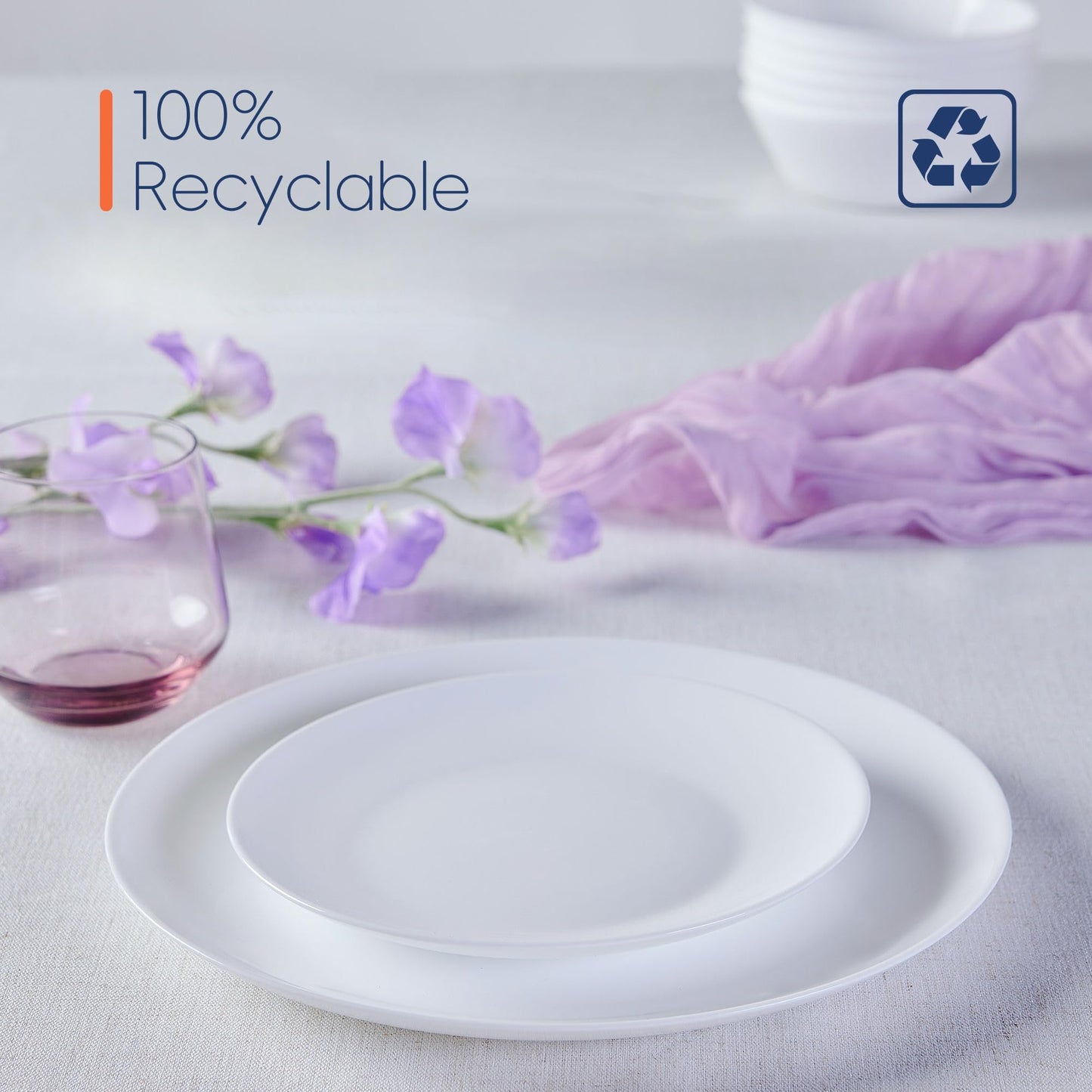 LaGlint Dinnerware Sets for 6, 18 Pieces Opal Glass Plates and Bowls Set, Dishwasher and Microwave Safe Dish Dinning Ware Set, Chip and Scratch Resistant Dishware Sets White