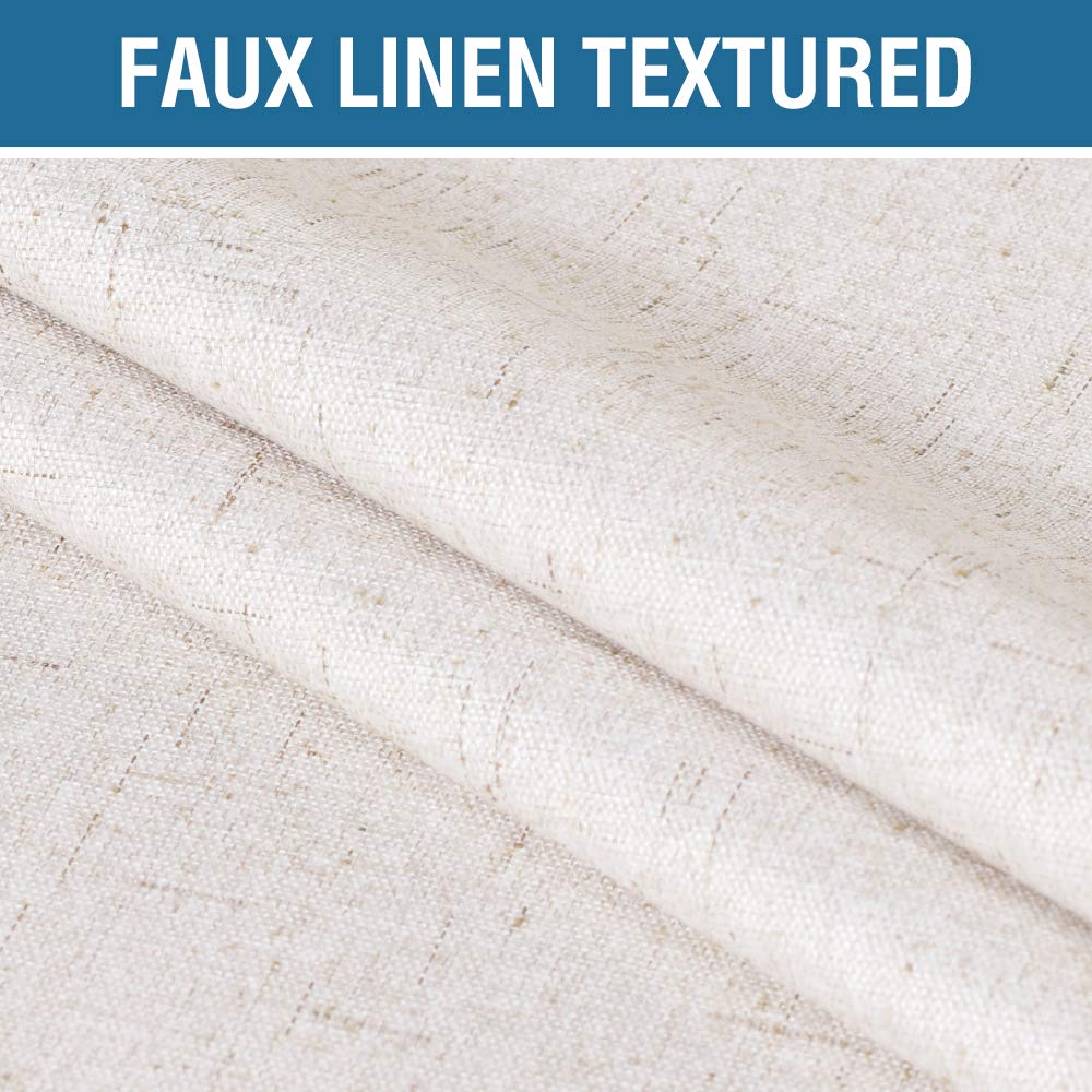 H.VERSAILTEX 100% Blackout Curtains Ivory, Linen Blackout Curtains 96 inch Curtains 2 Panel Set, Elegant Curtains for Bedroom Grommet Curtains Window Curtains Living Room Drapes