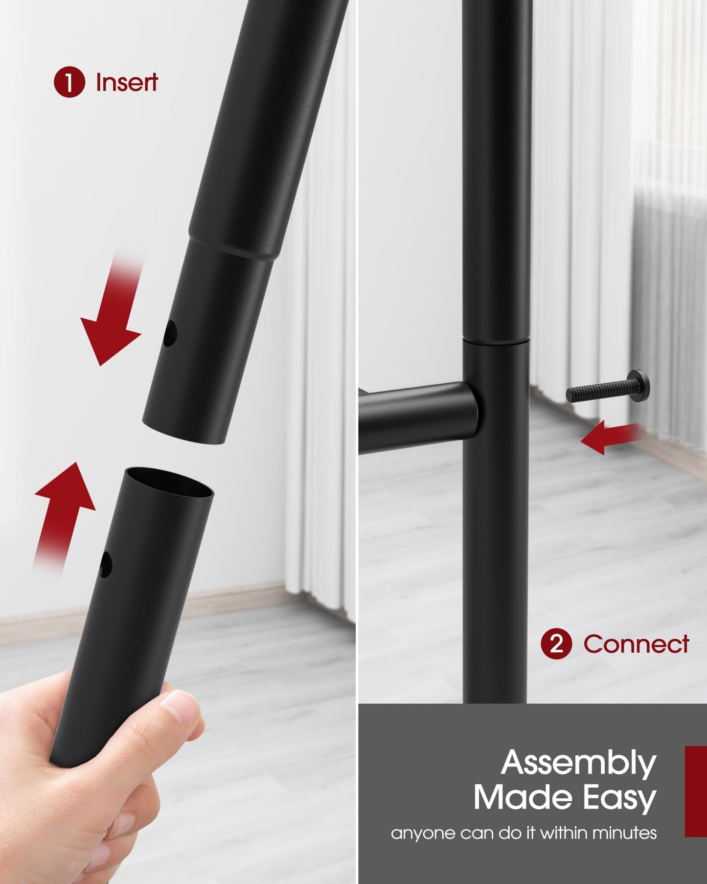 Sakugi 5 Tier Shelf - Heavy Duty Metal Storage Shelves with Adjustable Leveling Feet, Large Capacity Shelving Unit with Multiple Hooks for Kitchen, Pantry, Office (84 x 32 x 183 cm, Black)