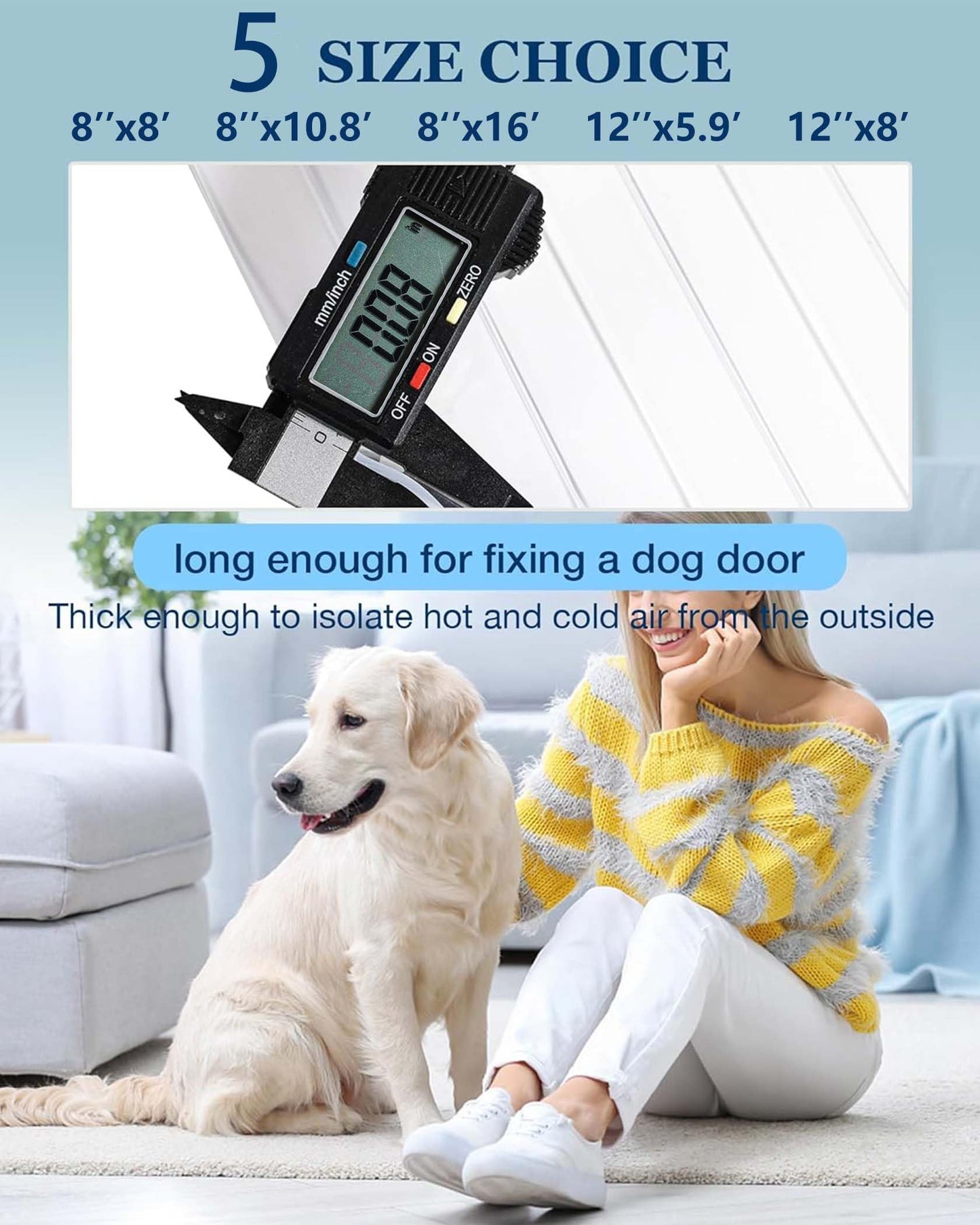 Ezcasch Dog Door Replacement Flap 12'' x 8' Clear PVC Doggie Flaps Customizable Plastic Vinyl Strips Thermal Insulation Thickness 0.08 in with Screws for DIY Doggie or Cat House