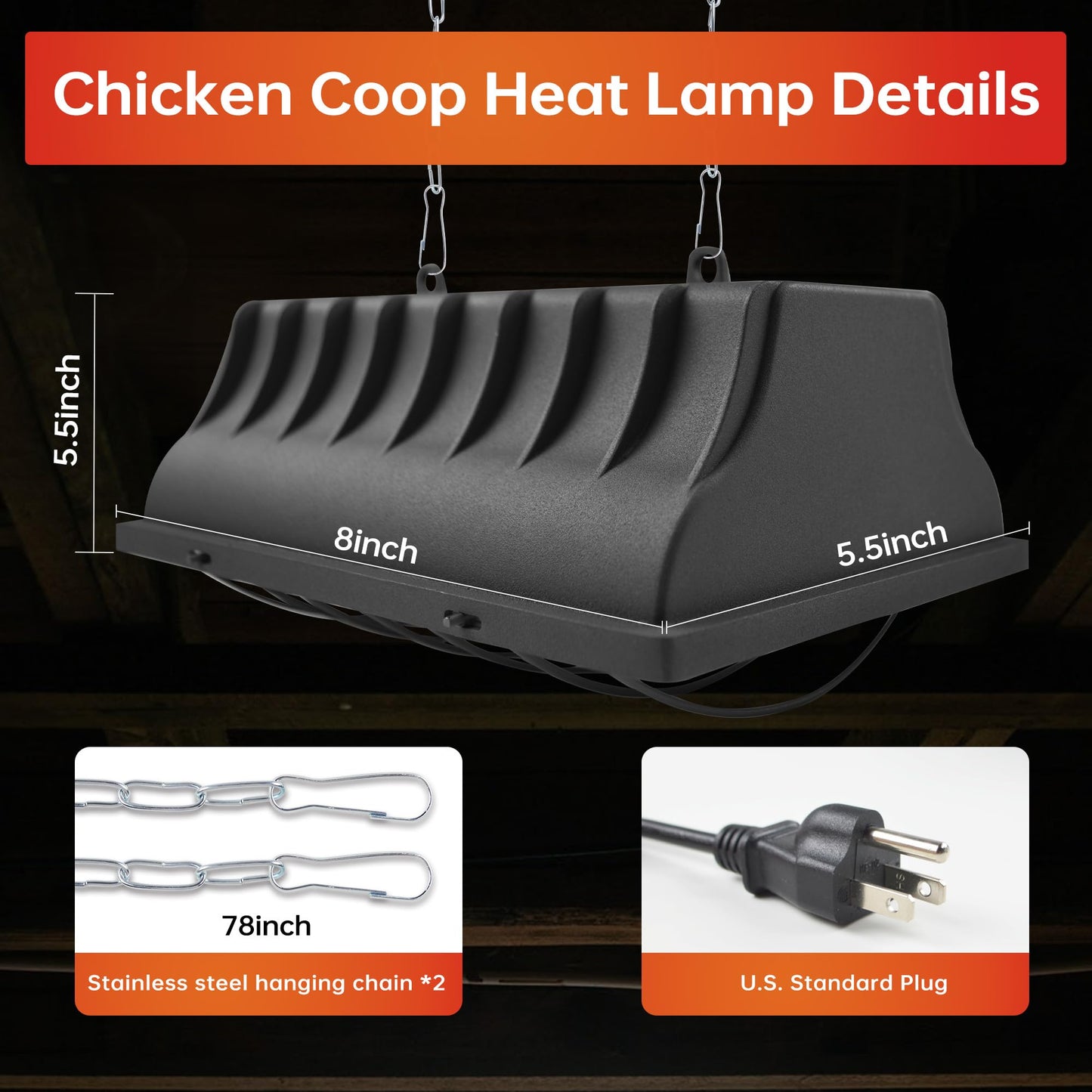 JUSONEY Chicken Coop Heater for Chicks, Brooder With 2 Heat Lamps (250W and 175W), Adjustable Temp & Height Box Supplies for Livestock Dogs Sheep Pets