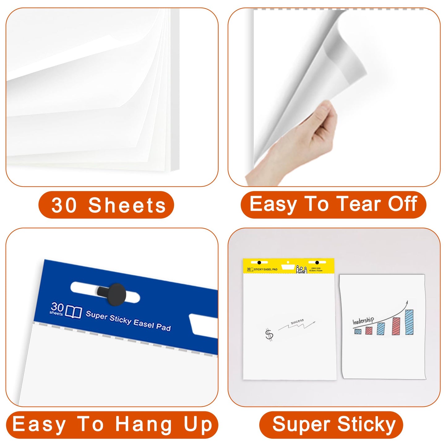 YNXPTBNC Post-it Super Sticky Easel Pad,25 in x 30 in Self Stick Flip Chart Paper,30 Sheets/Pad,2 Pad/Pack,Large White Premium Anchor Chart Paper,Easel Paper for Teachers,Businessmen,Office Workers