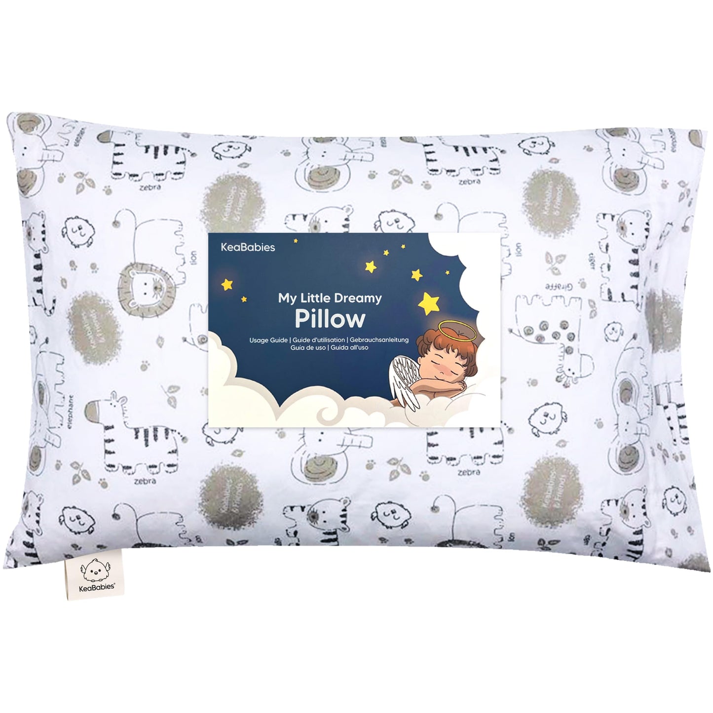 Toddler Pillow with Pillowcase - 13x18 My Little Dreamy Kids Travel Bed Pillows for Sleeping, Organic Cotton Small Pillowcase, Soft & Breathable, Machine Washable, Toddlers 2-5 Years Old (KeaSafari)