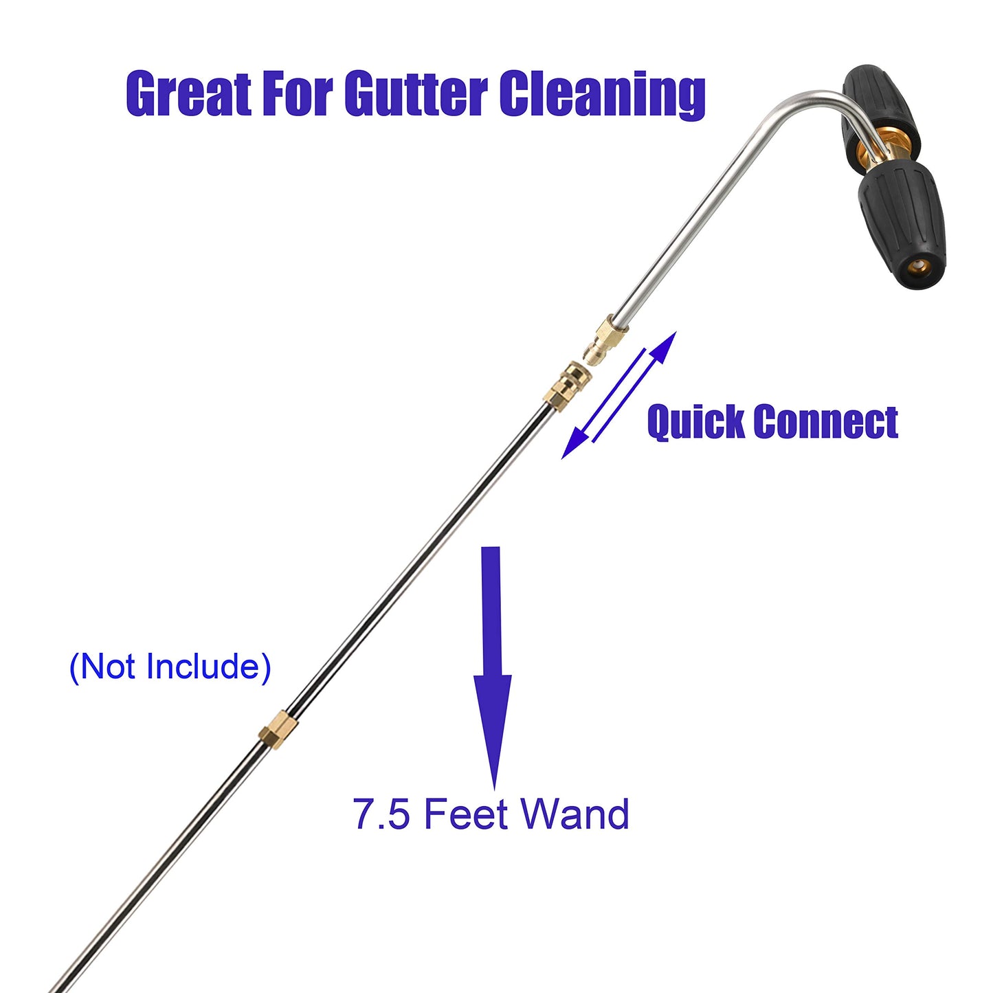 Tool Daily Pressure Washer Gutter Cleaner Attachment 2 Rotating Turbo Nozzles 1/4" Quick Connect 3300 PSI