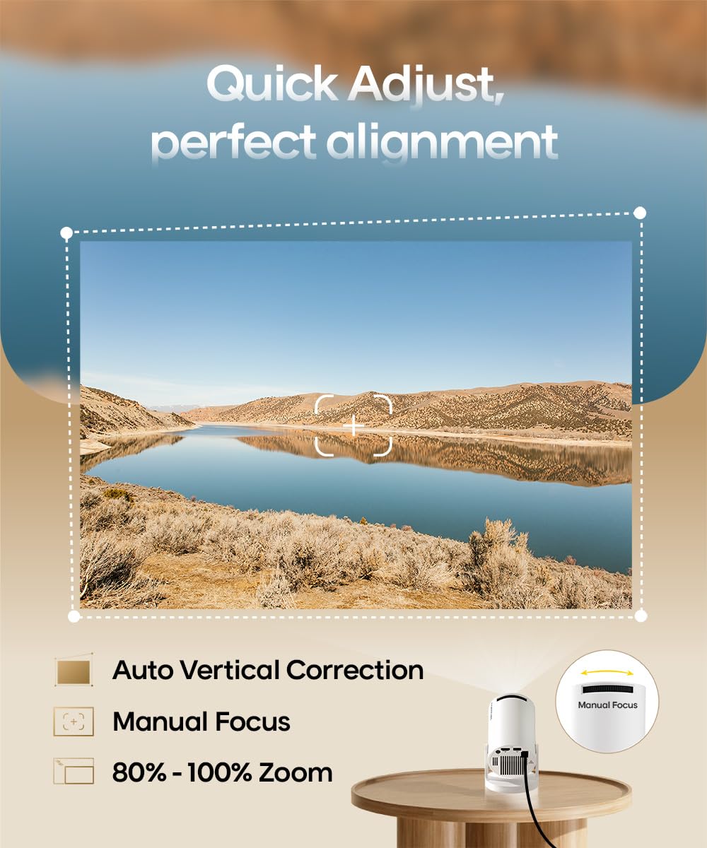 Magcubic Projector with WiFi 6 and Bluetooth 5.4, Mini Portable Projecteur with Auto Keystone, 4K Support, 200 ANSI, 180 Degree Rotation, Built-in Apps, Smart Projector for Outdoor Movie Bedroom