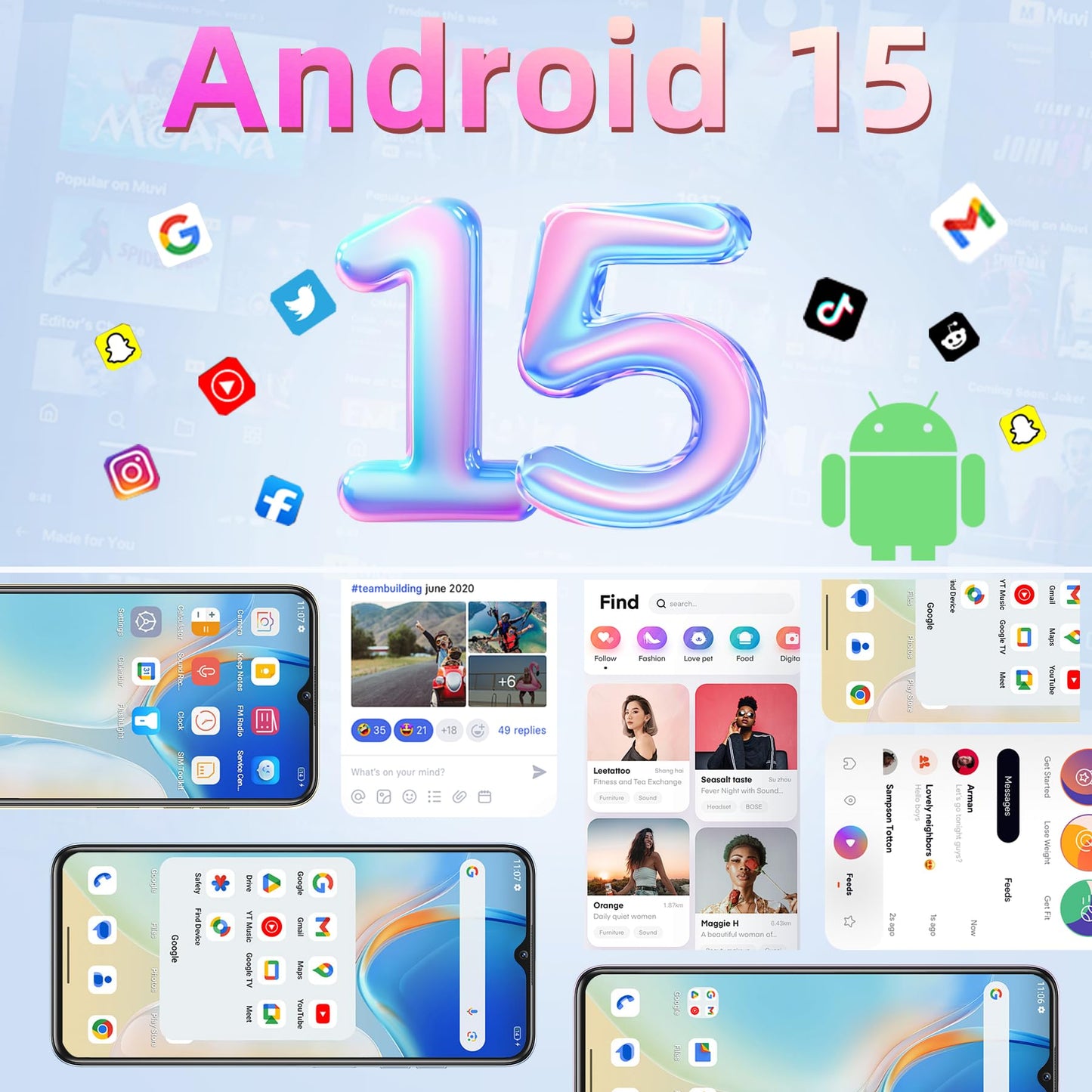 OUKITEL C1 Unlocked Cell Phone, Android 15 Phone, 16GB RAM, 128GB ROM/1TB Smartphone, 6.56”HD+ Display, 5150mAh Battery, 13MP Camera, 90Hz, 4G Dual SIM, Fingerprint/GPS/3.5mm Jack