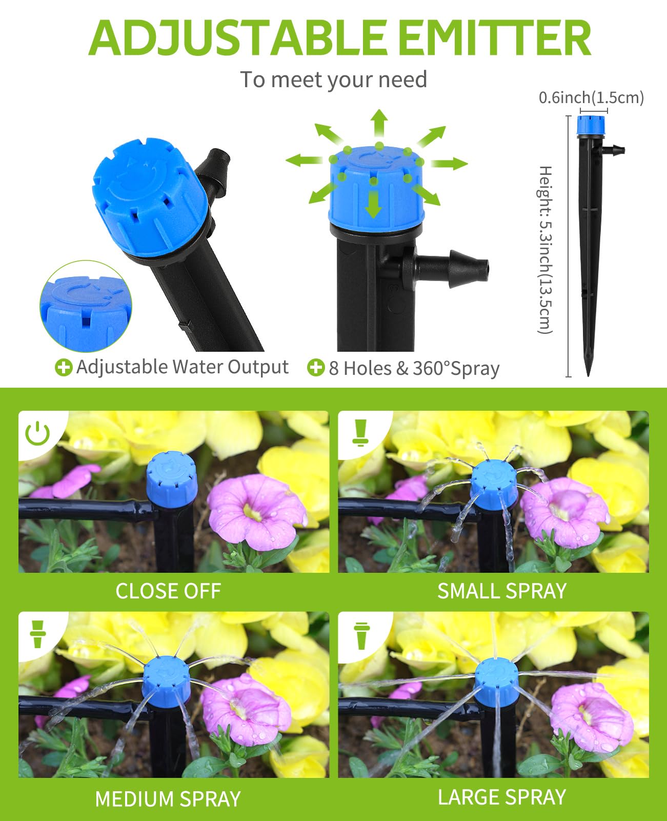 HIRALIY 98.4FT Drip Irrigation Kit, Garden Watering System, Blank Tubing DIY Automatic Irrigation Equipment Set for Outdoor Plants, Micro Drip Irrigation Kit for Greenhouse Flower, Bed Patio, Lawn