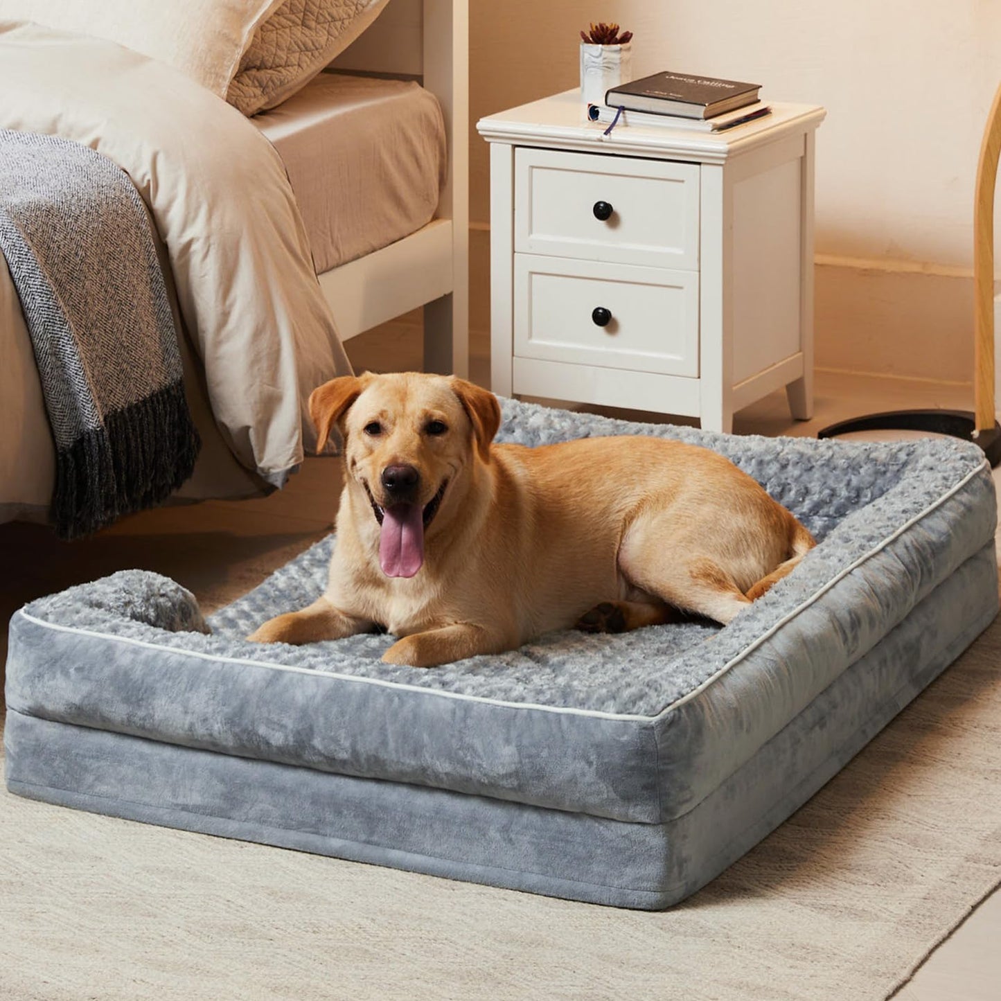 BFPETHOME Dog Beds for Extra Large Dogs, Washable, Bolster Sofa Bed with Waterproof Lining & Non-Skid Bottom, Orthopedic Egg Foam Couch for Pet Sleeping, Pet Bed