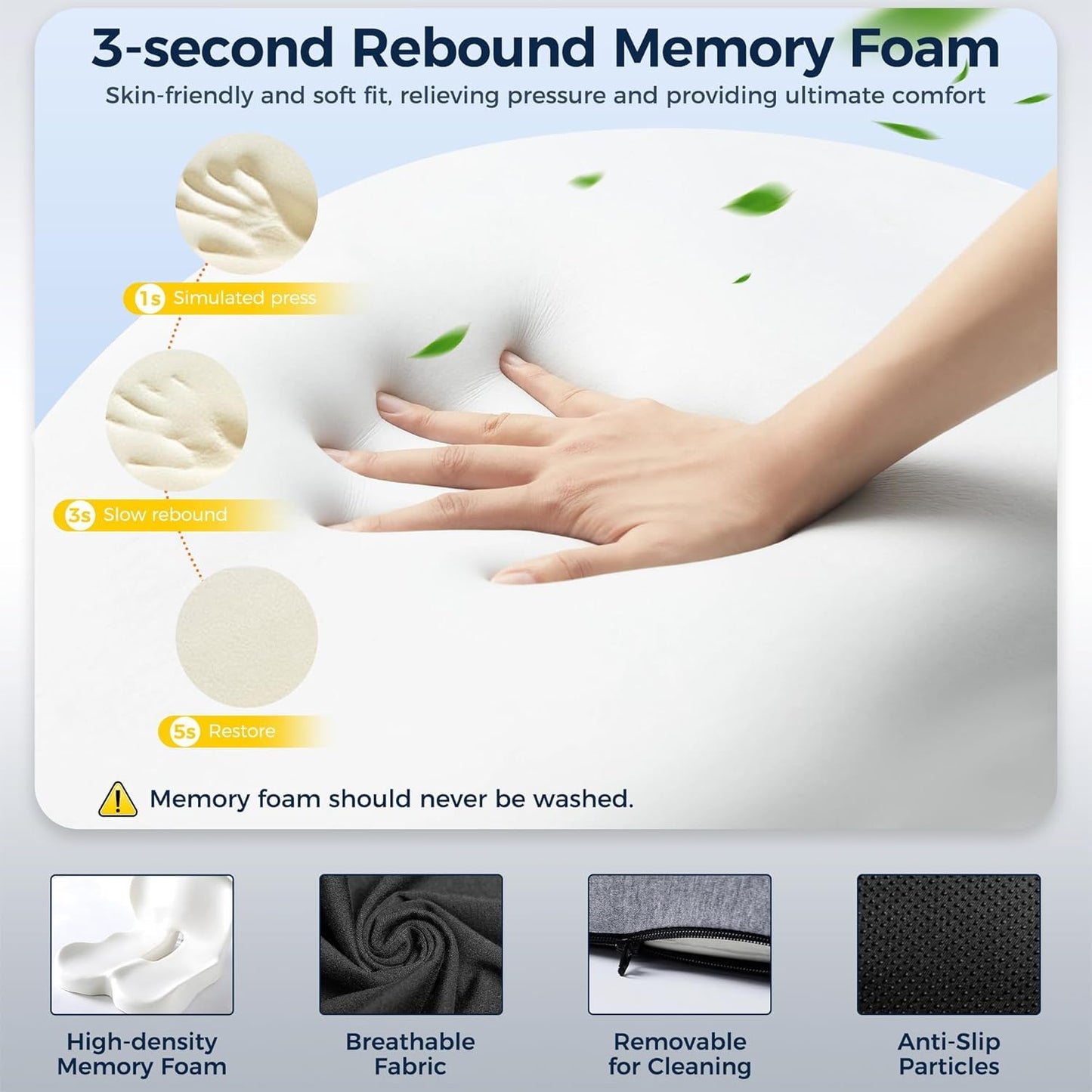 Memory Foam Cushion for Office Chair - Ergonomic L-Shaped Car Seat Cushion and Lumbar Support for Back Pain Relief Sciatica & Hip & Coccyx Pain Relief for Long Sitting Office Workers, Car Drivers