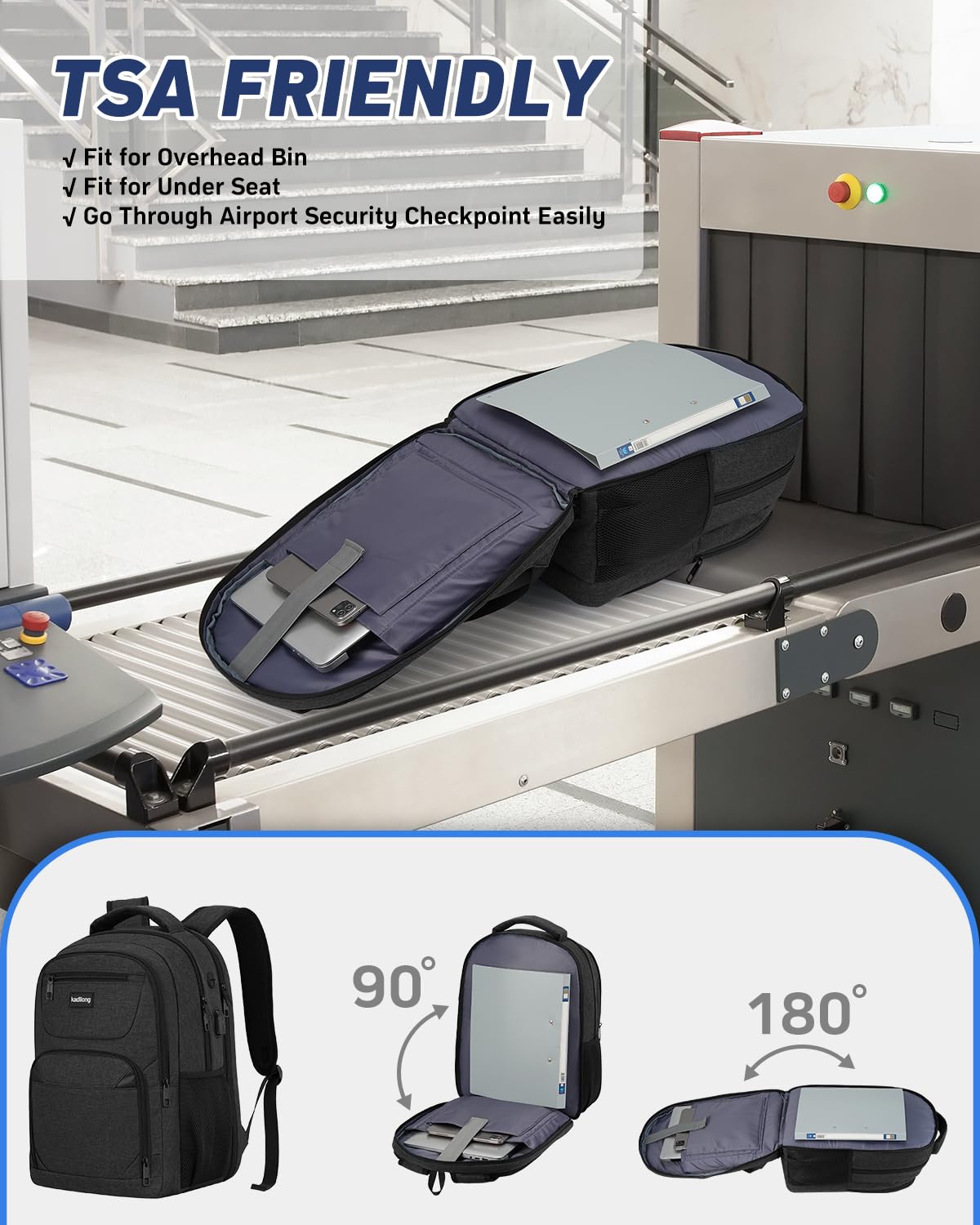 Laptop Backpack for Men,School Bookbag Gift for Teens Boys Student High School,College Computer Bag Business Anti Theft Sturdy Back Pack with USB Charger Fits 15.6 Inch Notebook,Black