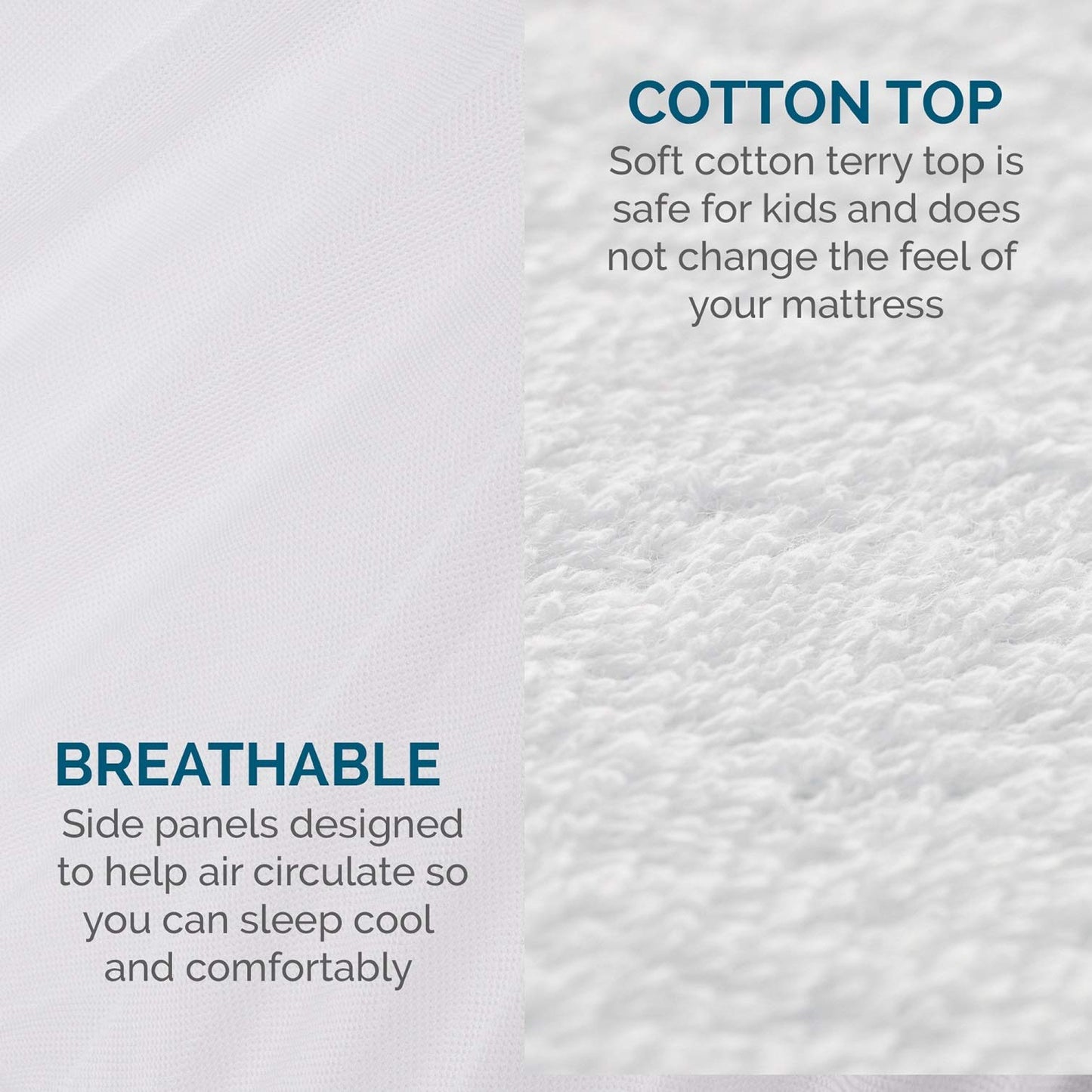 LUCID Premium Hypoallergenic 100% Waterproof Mattress Protector, Cotton Terry Top, Vinyl Free, Queen White