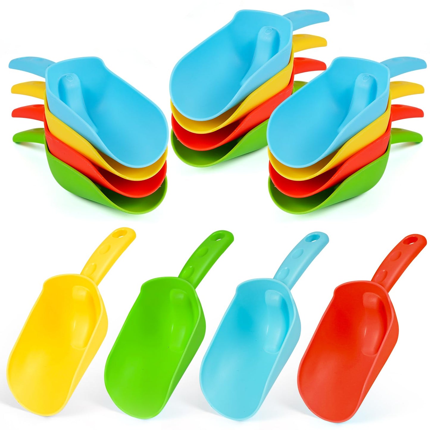 Kids Beach Toy 16 PCS Shovels Plastic Sandbox Set for Outdoor Digging and Indoor Play, Garden Planting Spades Snow Game for Toddler Boys & Girls 3-9 Red, Yellow, Green, Blue