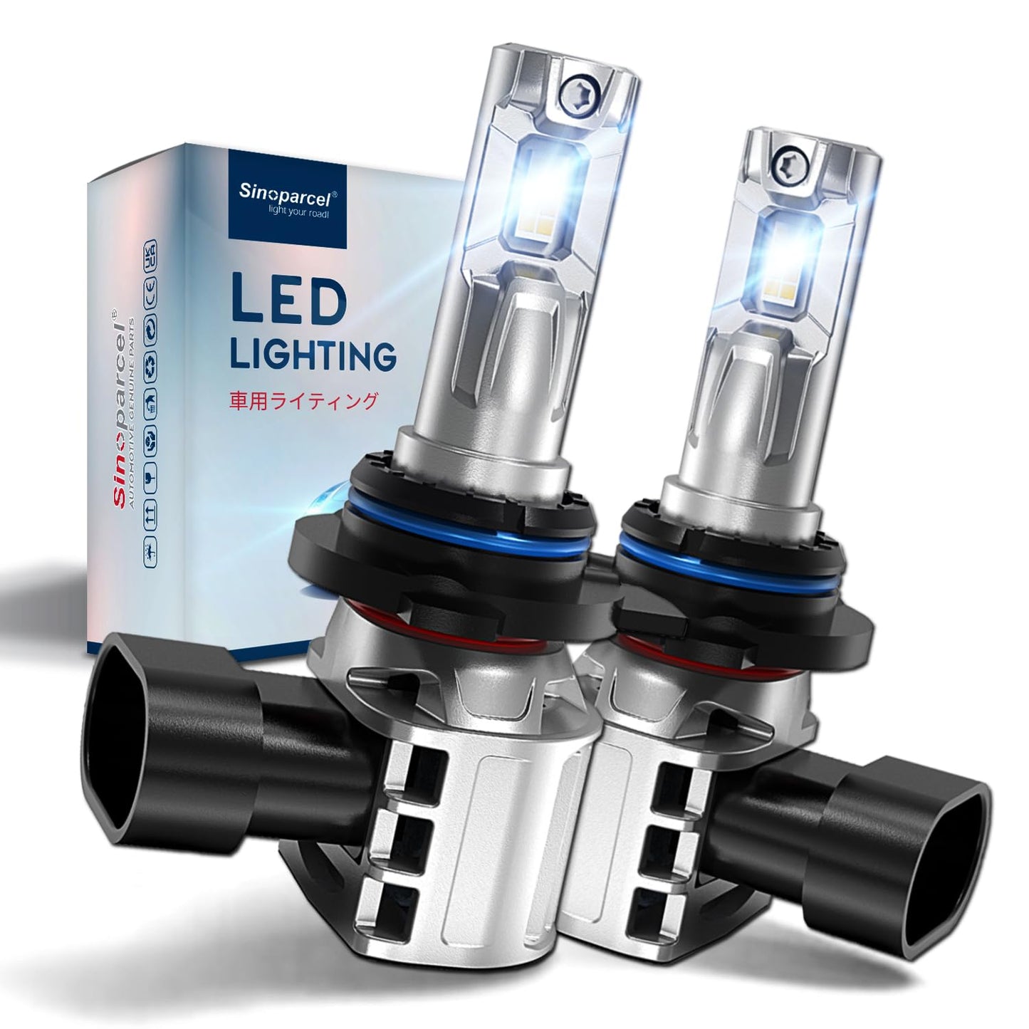 Sinoparcel Upgraded 9012/HIR2 LED Headlight Bulbs, 20000LM Super Bright with Cooling Fan, 6500K Cool White, High & Low Beam Halogen Replacement, Canbus Ready, Plug and Play, IP67 Waterproof, Pack of 2