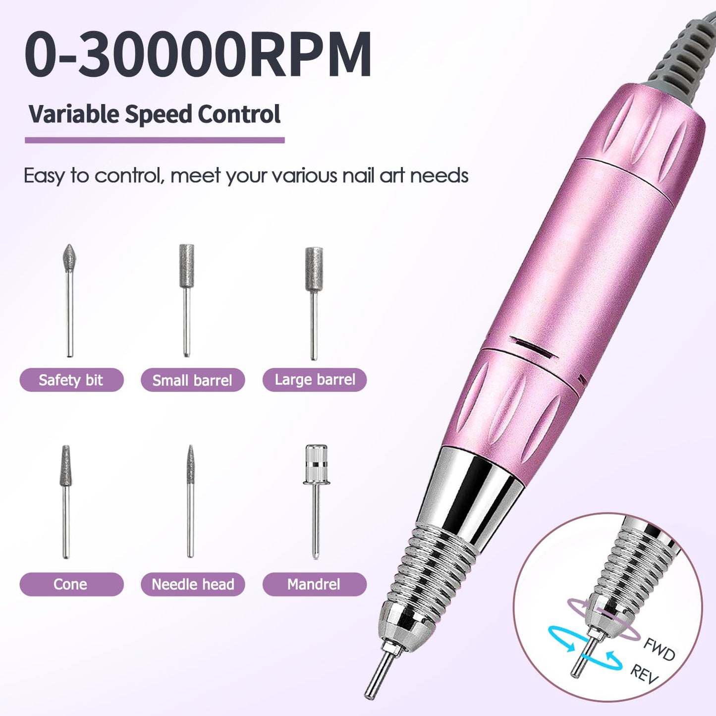 Nail Dust Collector Vacuum Multifunction Nail Art Machine Includes 40W Nail Dust Suction, 30000PRM Nail Drill with Bits and Sanding Bands, 48W/96W UV LED Nail Lamp, 6W Table Light, Hand Cushion