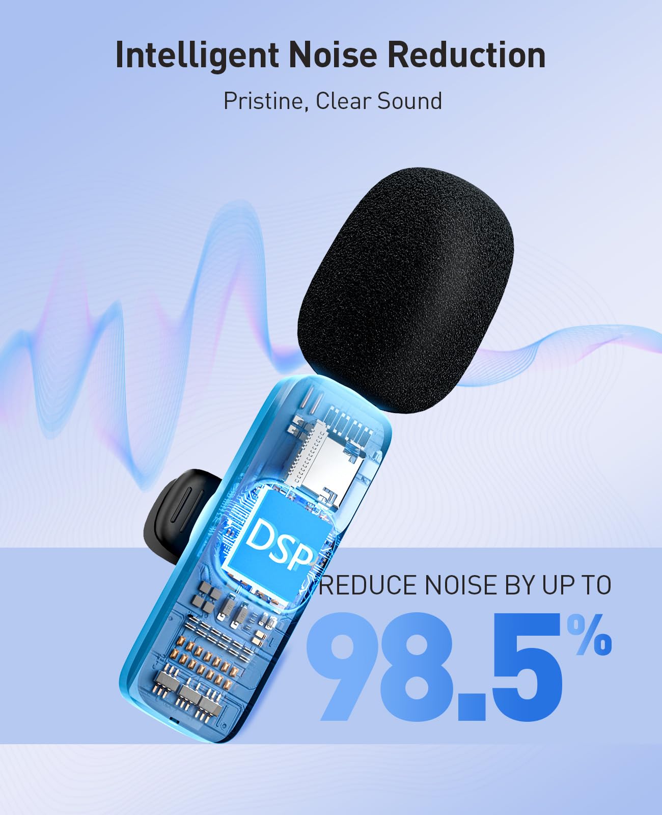 MENERESAS 3-in-1 Mini Microphone for iPhone: Wireless Lavalier Microphones for iOS/Android Devices/Camera - Noise Reduction Lapel Mic - Clip on Mic for Video Recording, Multifunctional